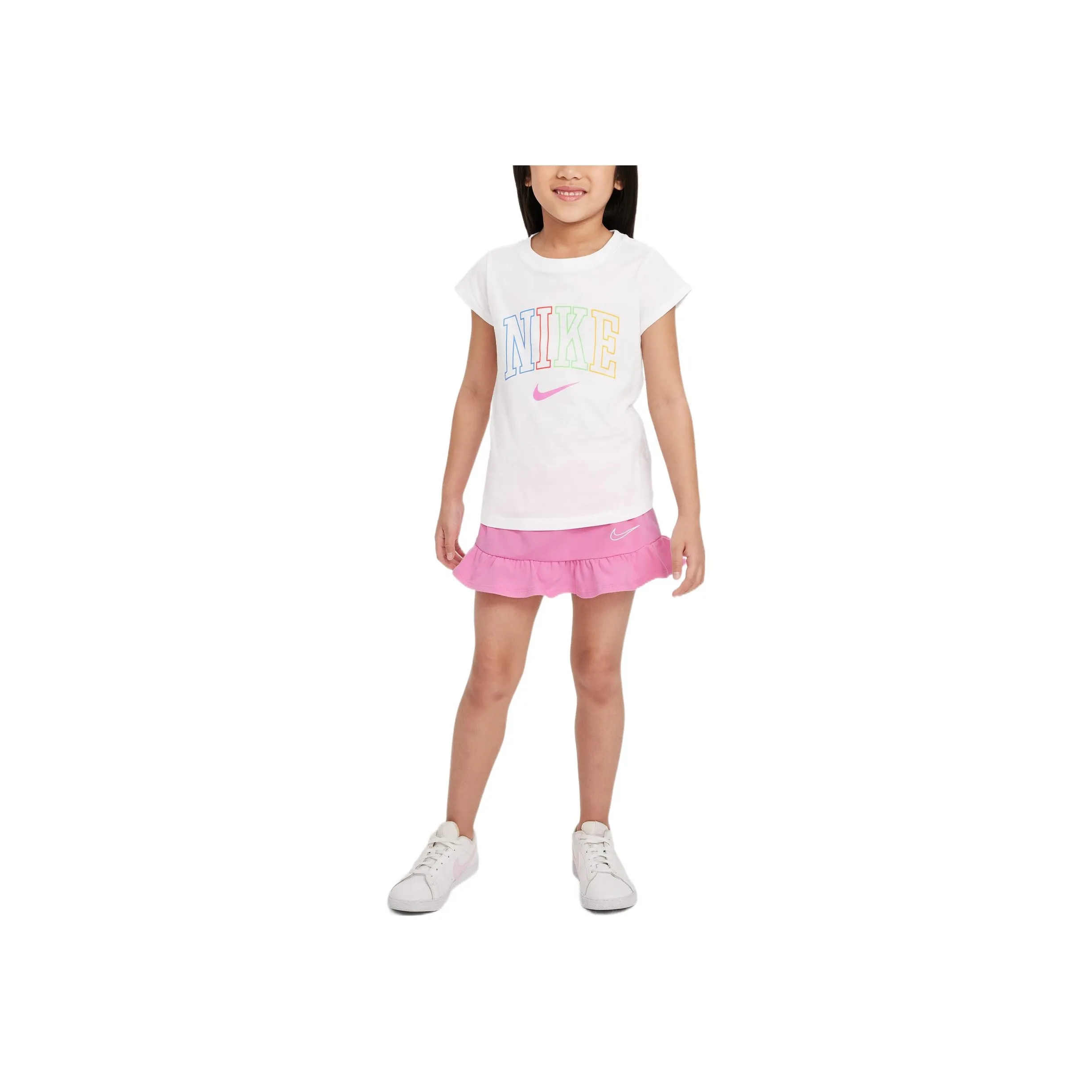 Детский комплект Nike с юбкой белый + розовый