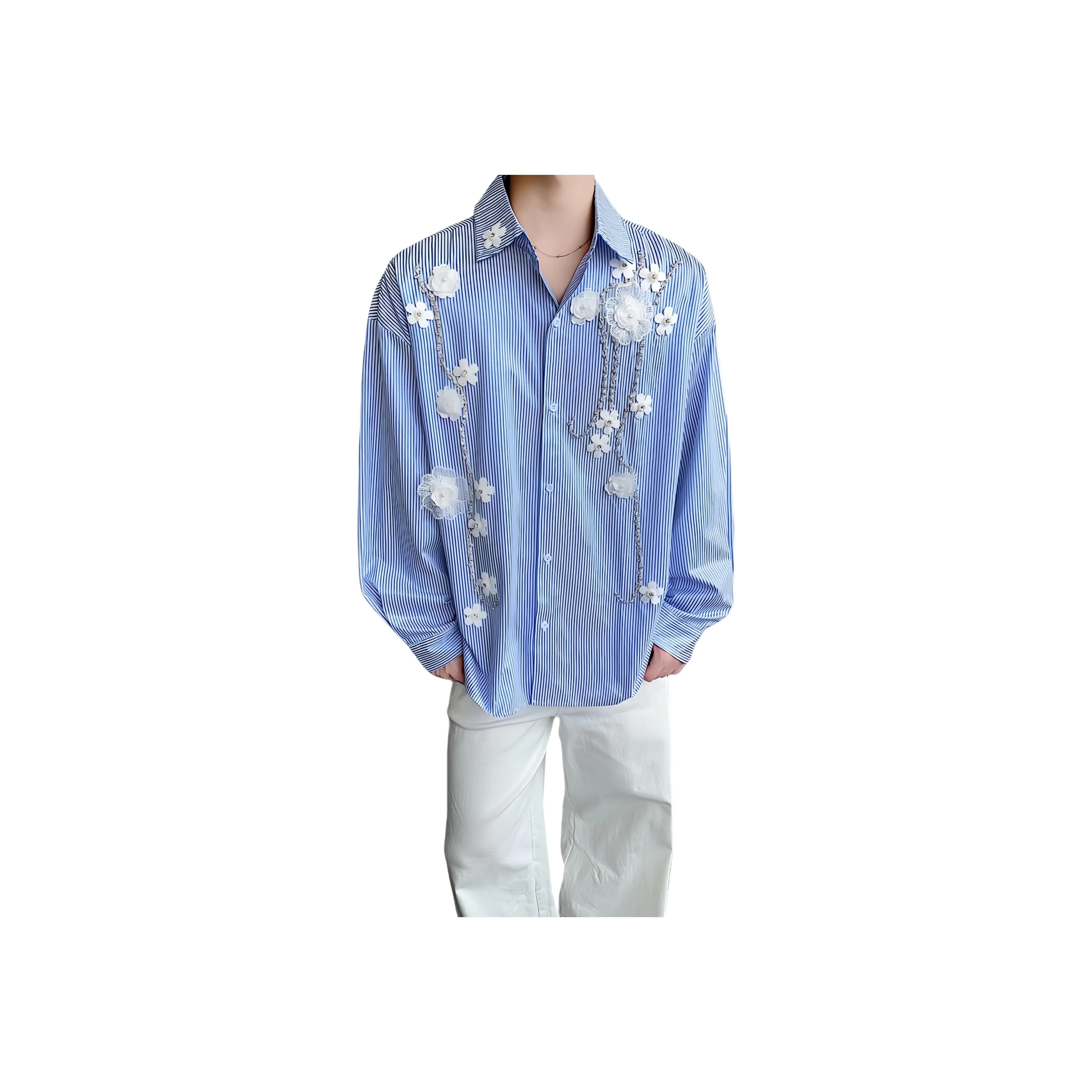 WKOOG Синие полосы Унисекс Рубашки