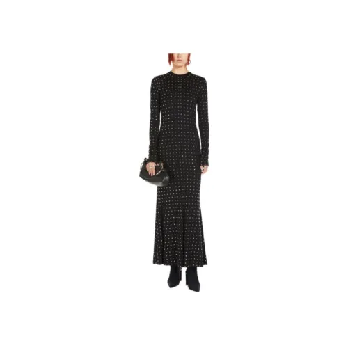 SportMax Черное Женское Длинное Платье с Рукавами
