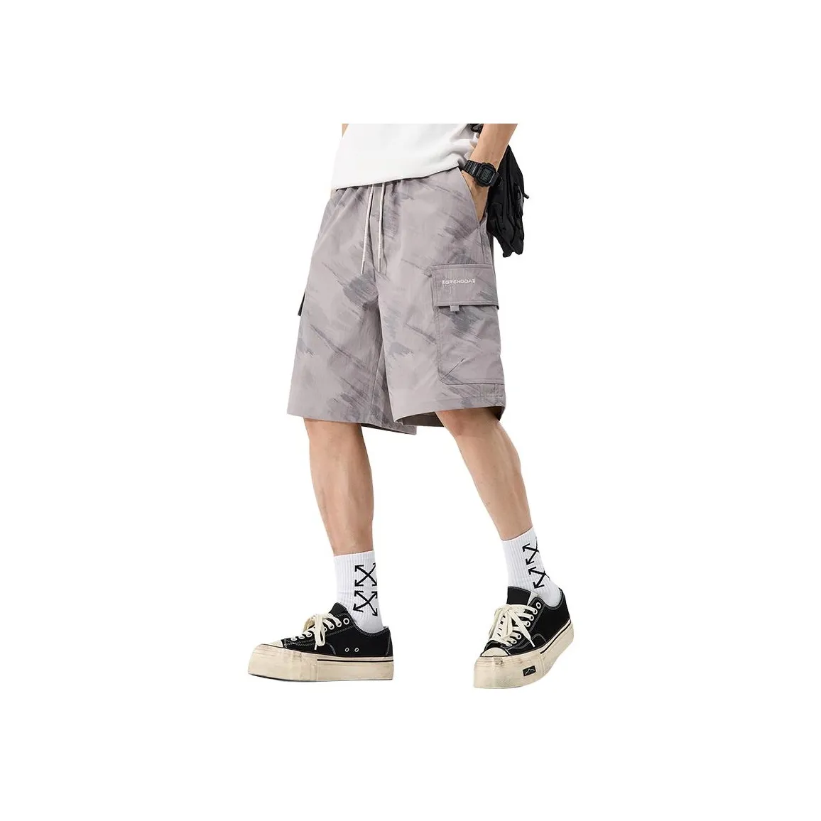 Menglaini Casual Shorts Unisex Gray Green[Ice Silk Breathable]