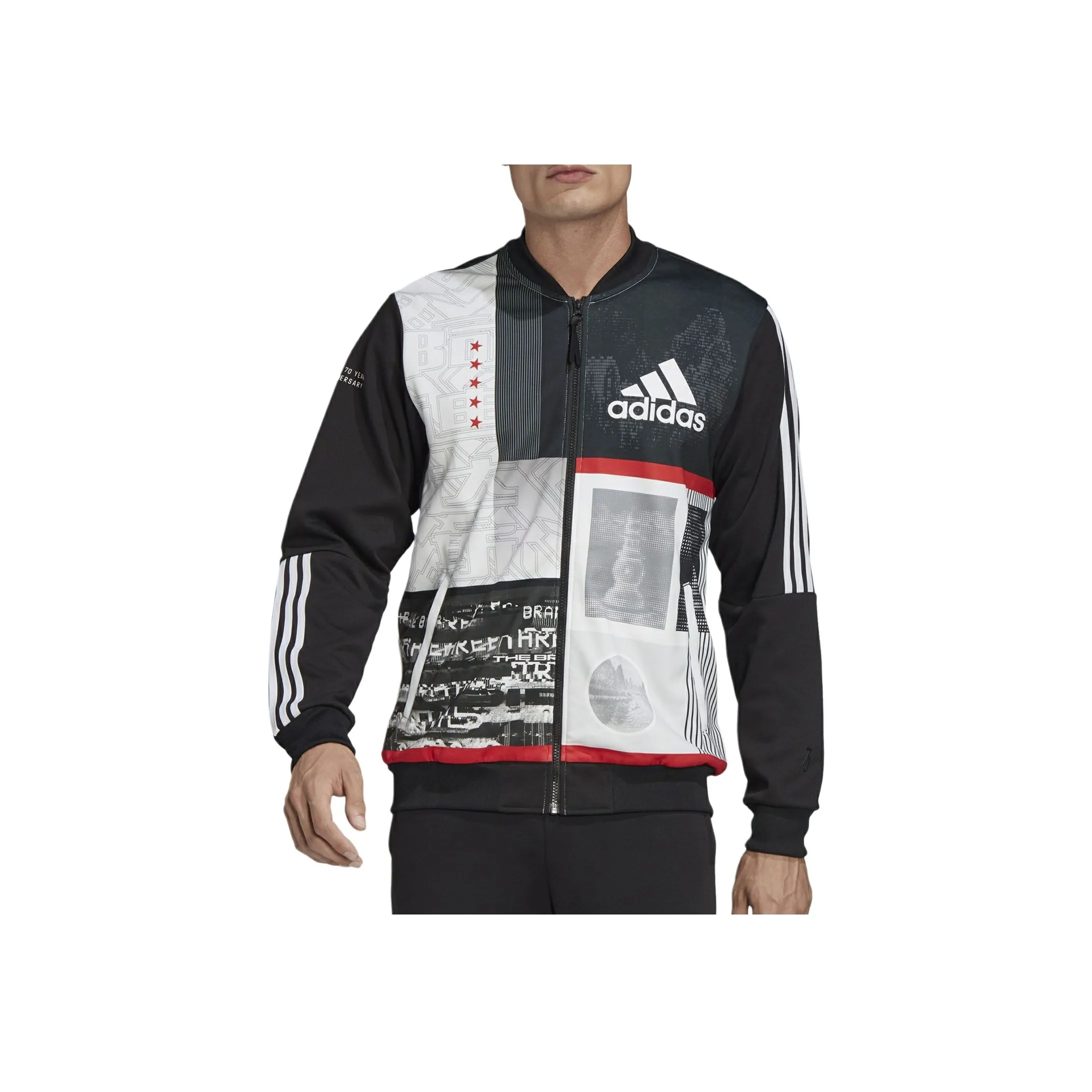 Adidas Jackets & Coats Men's Black And White Print