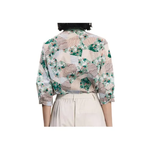 MIIDII Сосновый зеленый flower Женские Рубашки