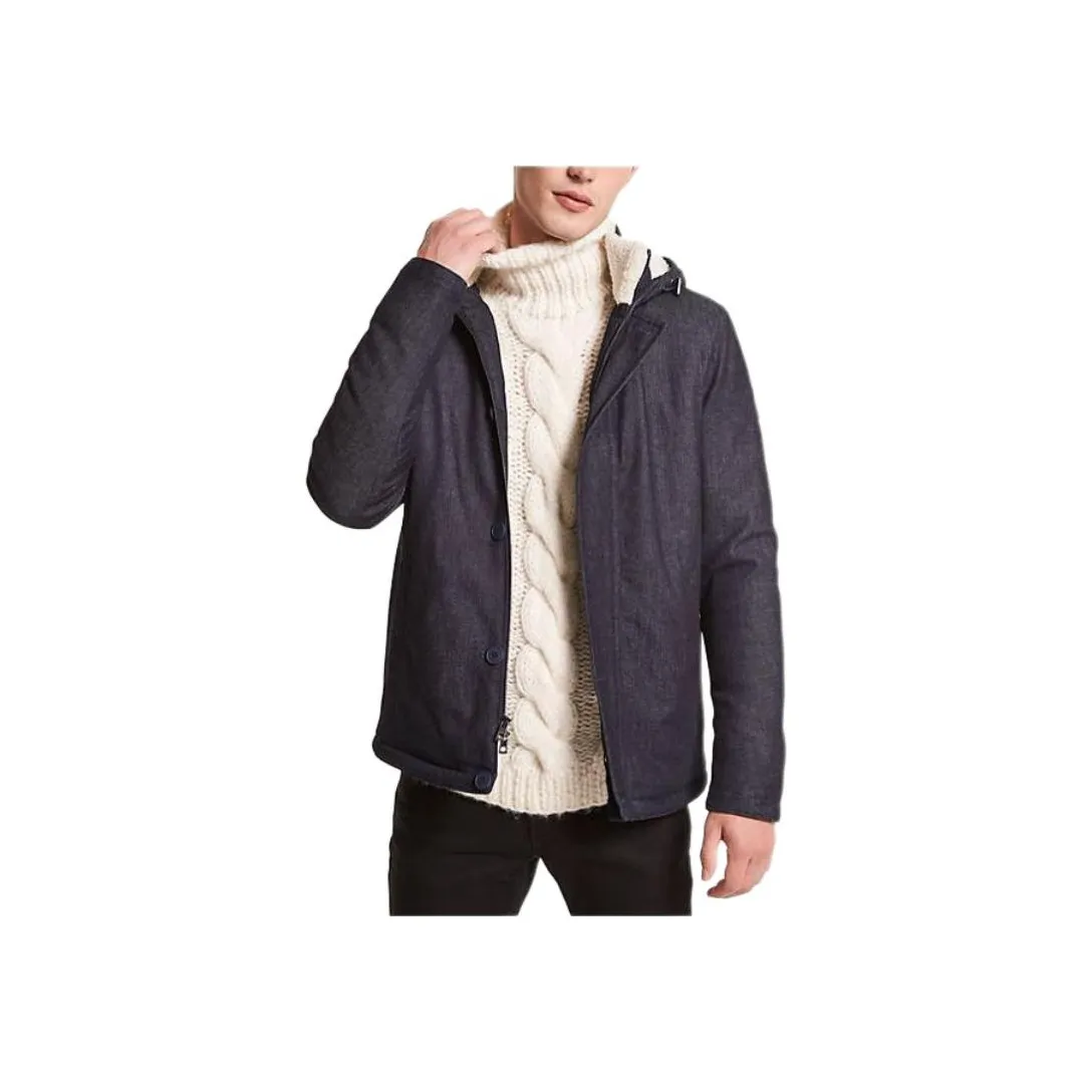MICHAEL KORS Sherpa Trim Denim Parka Jackets & Coats Men's Indigo