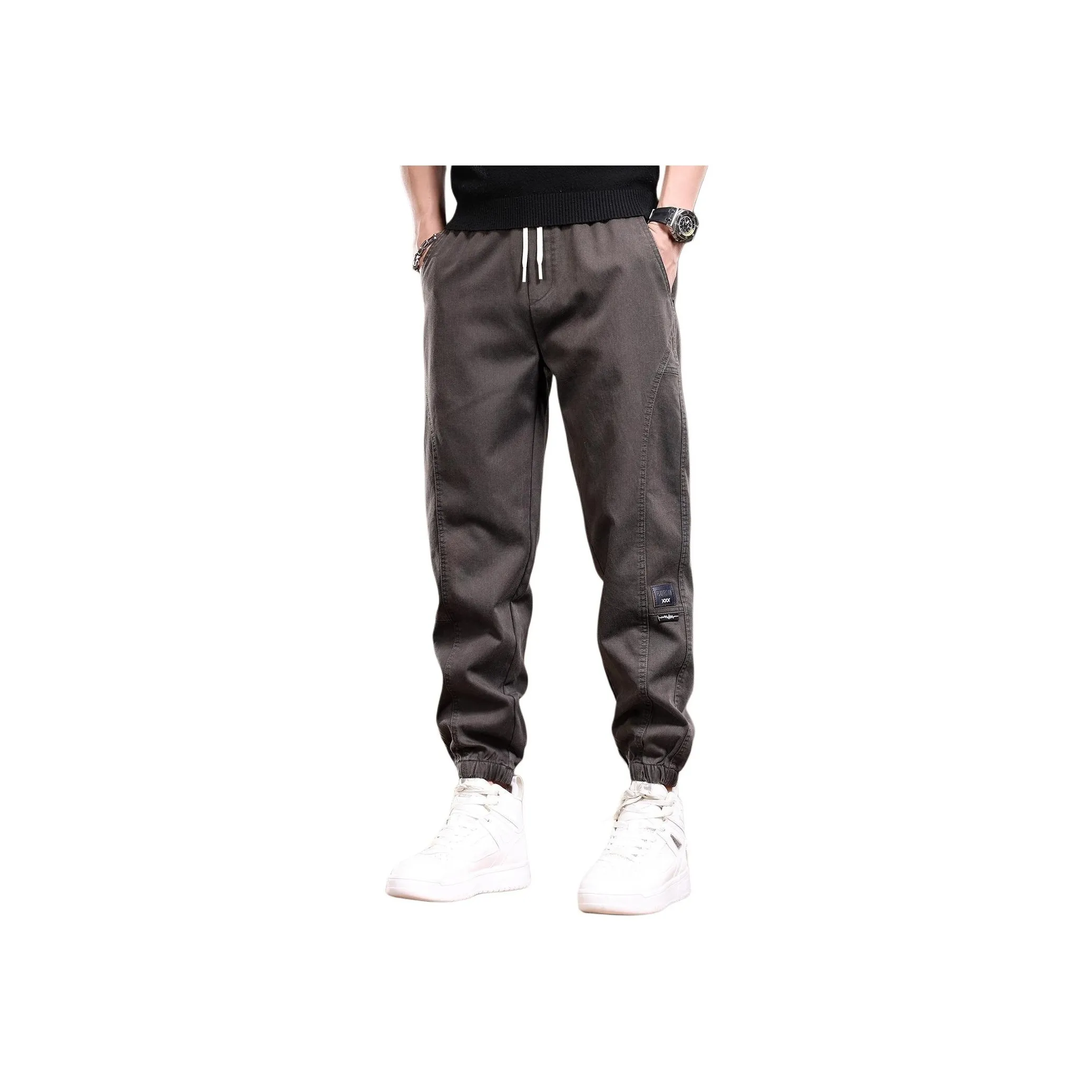 GUISE Весенние и Осенние Карго Брюки с Эластичными Манжетами Эластичные Унисекс