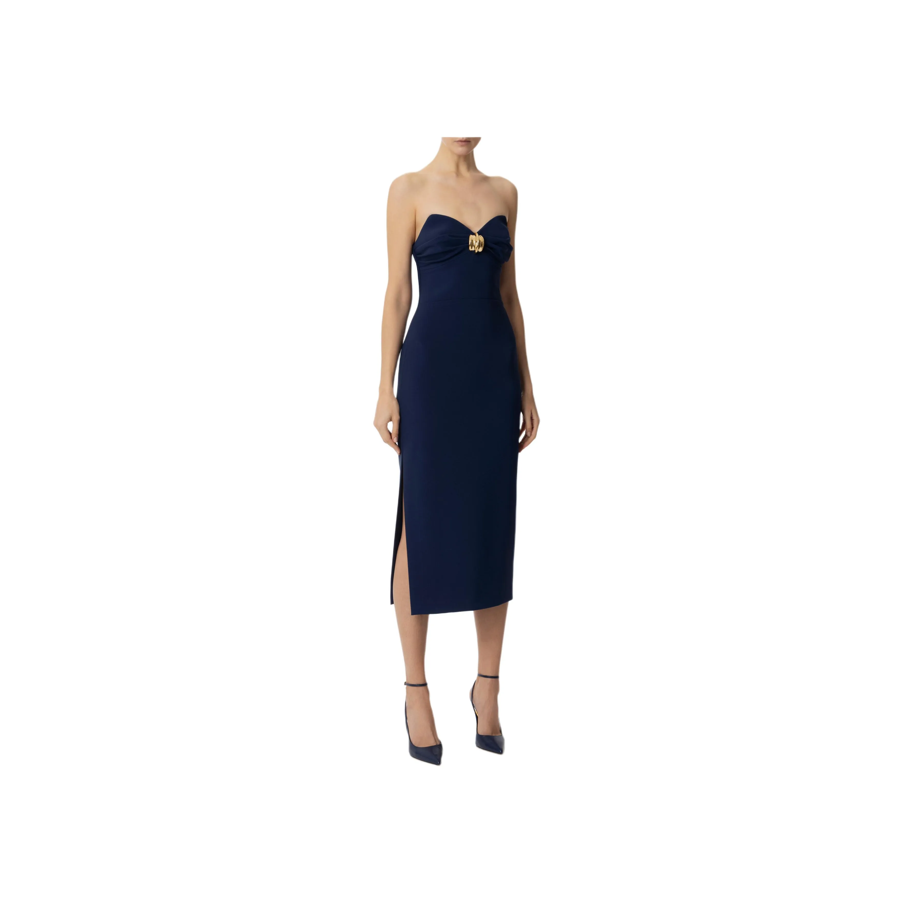 Elisabetta Franchi Macro bow Crepe Midi Dress