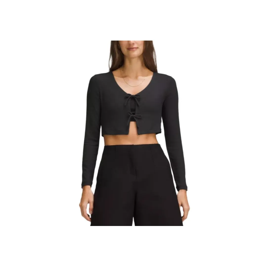 Lululemon Ribbed Tie-Front Cardigan Crop Tops Women's