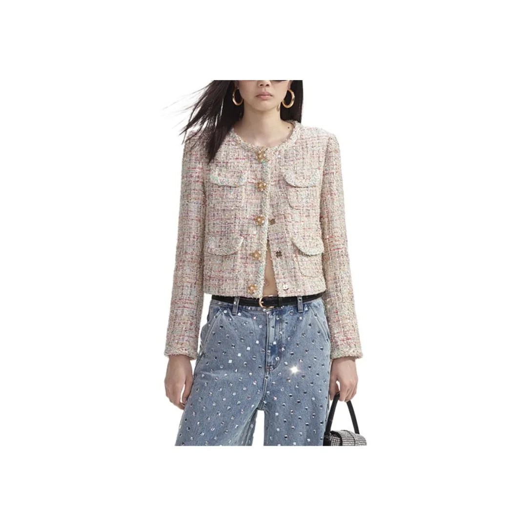 Self portrait Jackets & Coats Women's White Mixed Color