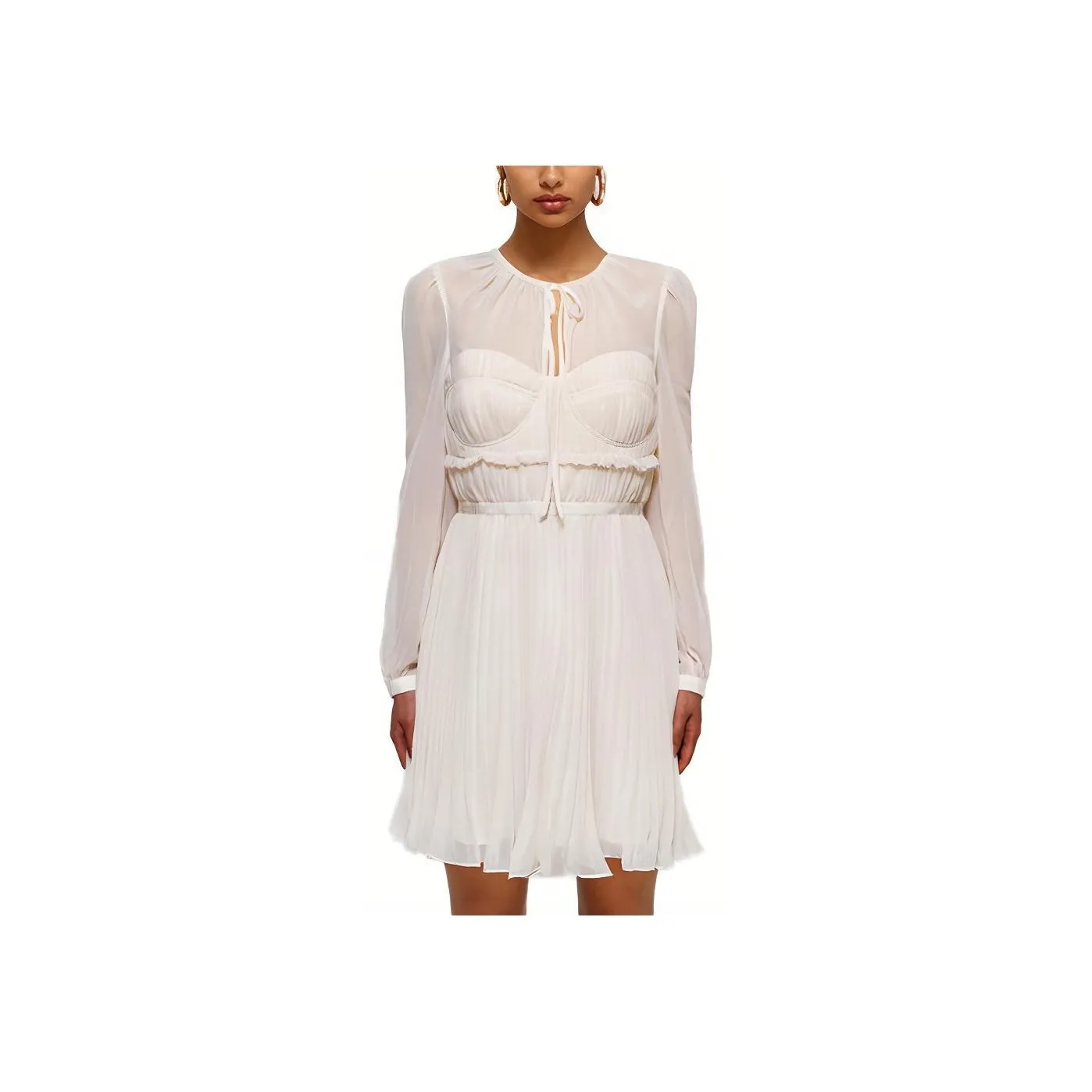 Self portrait Long Sleeved Dress Women's Ivory White