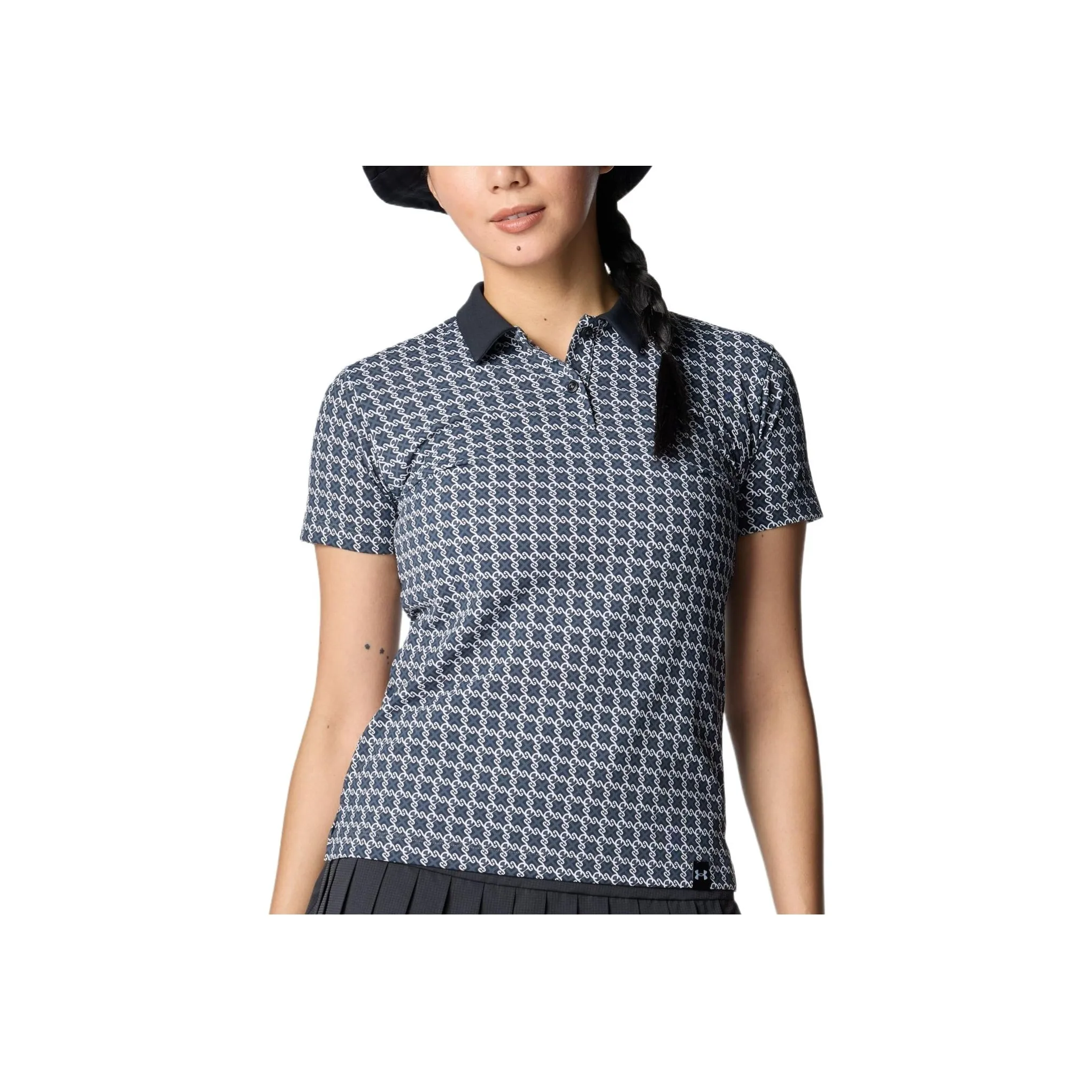 Under Armour ArmorDry Monogram Check Polo Shirt Women's Castle Stone/White 025