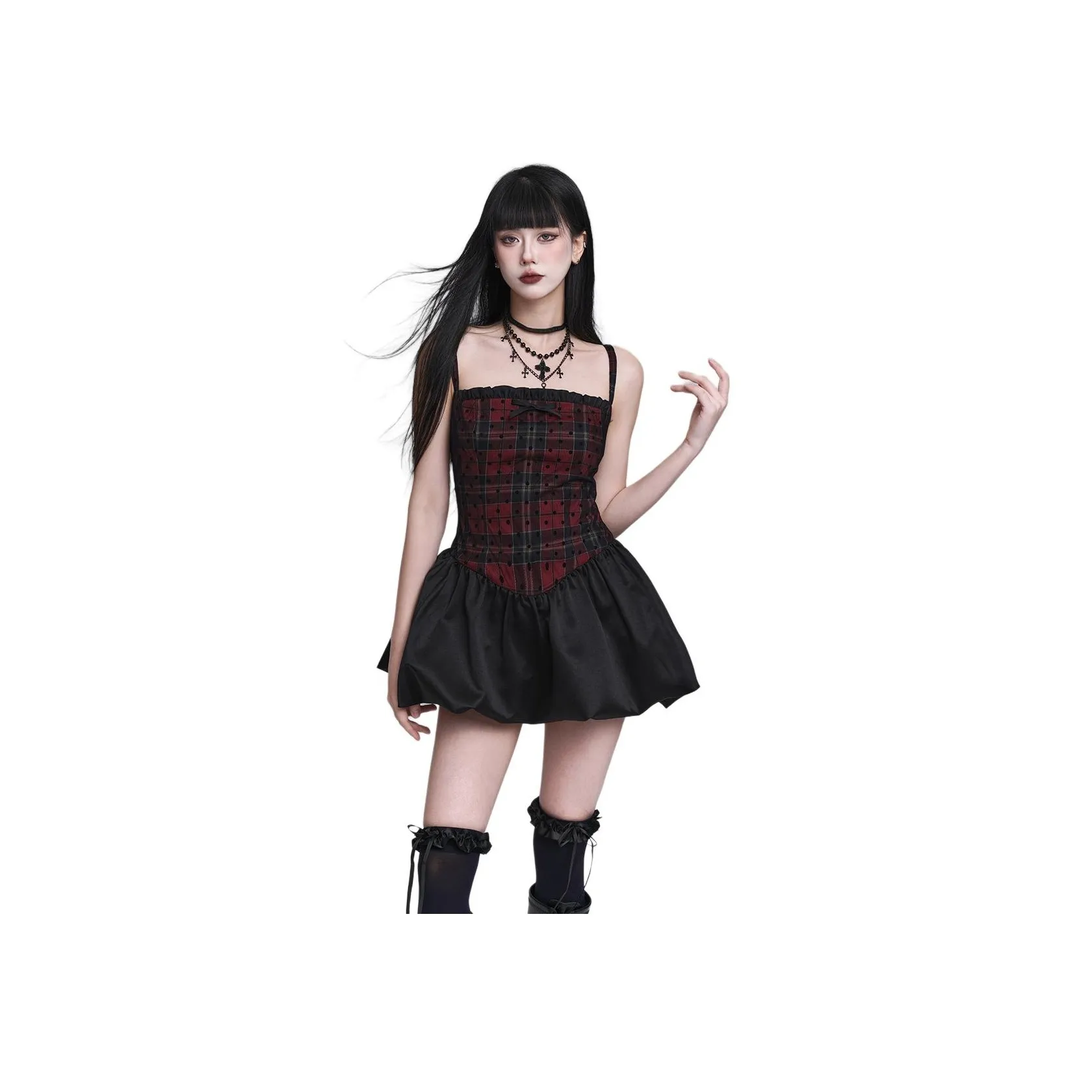 Красное черное платье в клетку женские слиплатья