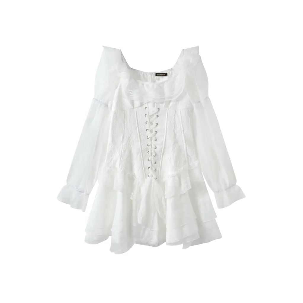 Incolore Длинное платье с длинными рукавами женское абрикосового цвета