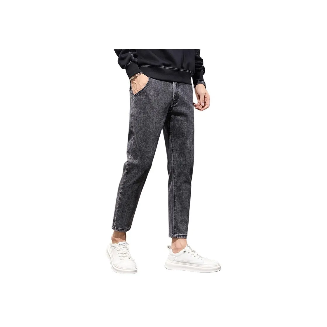 YUQIAN Фотиния Серый Брюки на щиколотку Мужские Джинсы