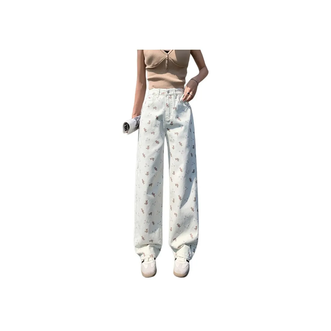 HELEH Jeans Relaxed Floral Slippers Pants Women's Ecru