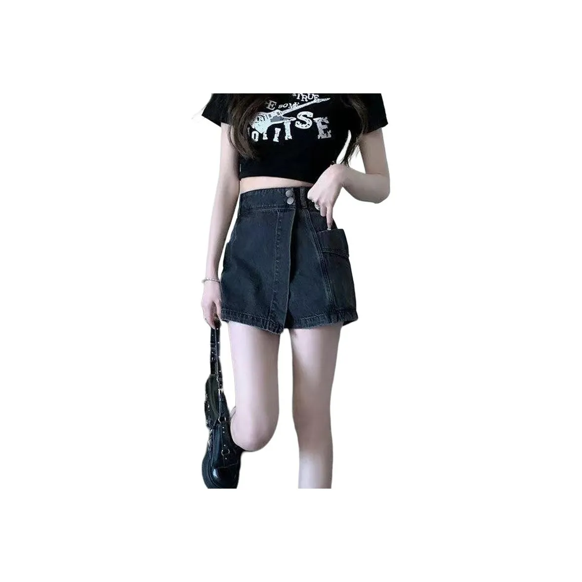 YEARNED Темно-серые Женские Джинсовые Шорты