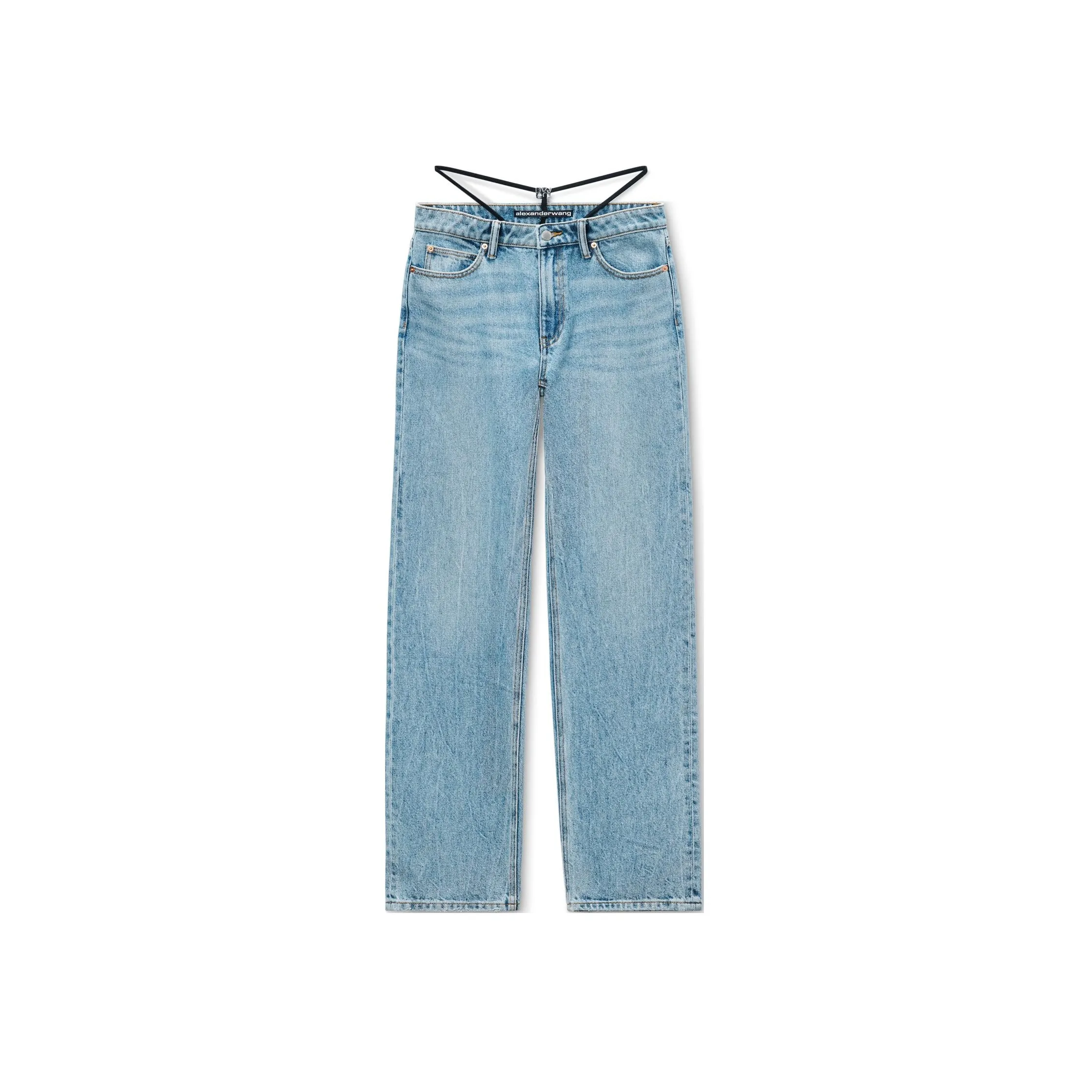 Alexander Wang Pre Styled Logo Thong Mid Rise Jeans
