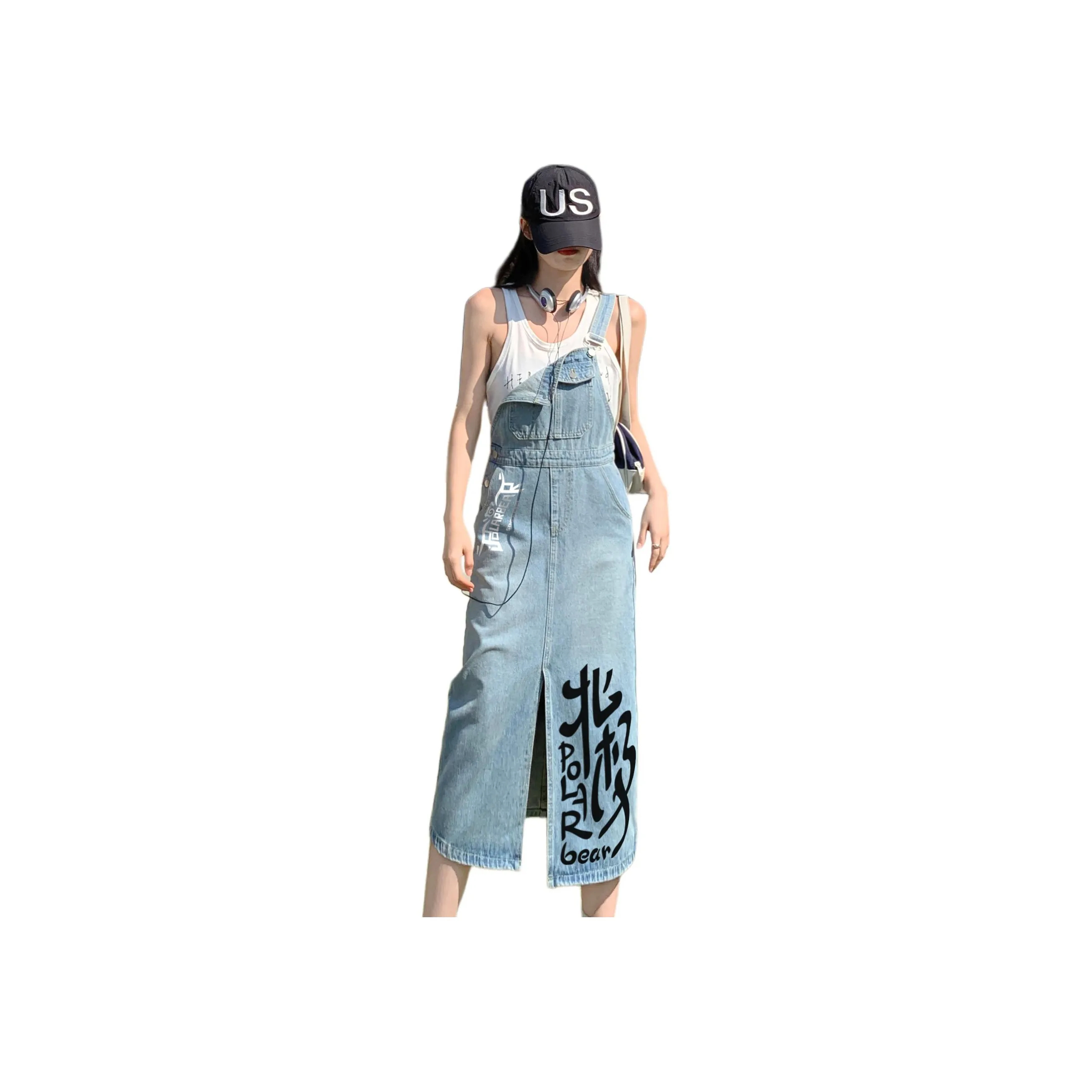 POLAR BEAR Slip Платье Женское Винтаж Синий