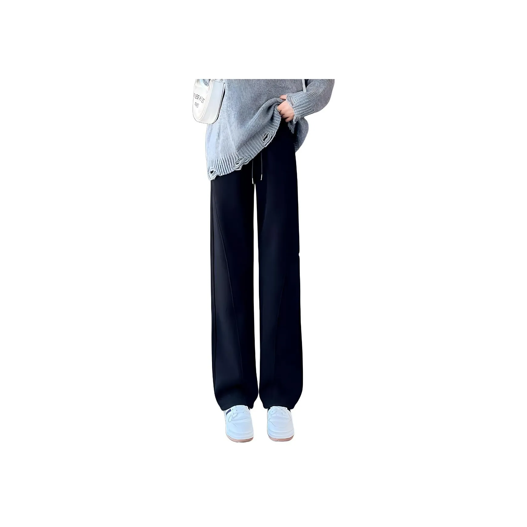 Yench'a Casual Pants Women's Black-[ Ankle-Length Pants ]