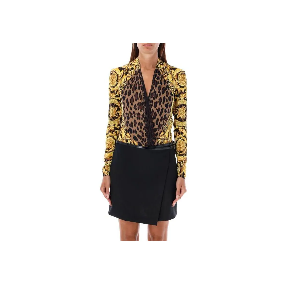 VERSACE Pattern Printed Draped Bodysuit