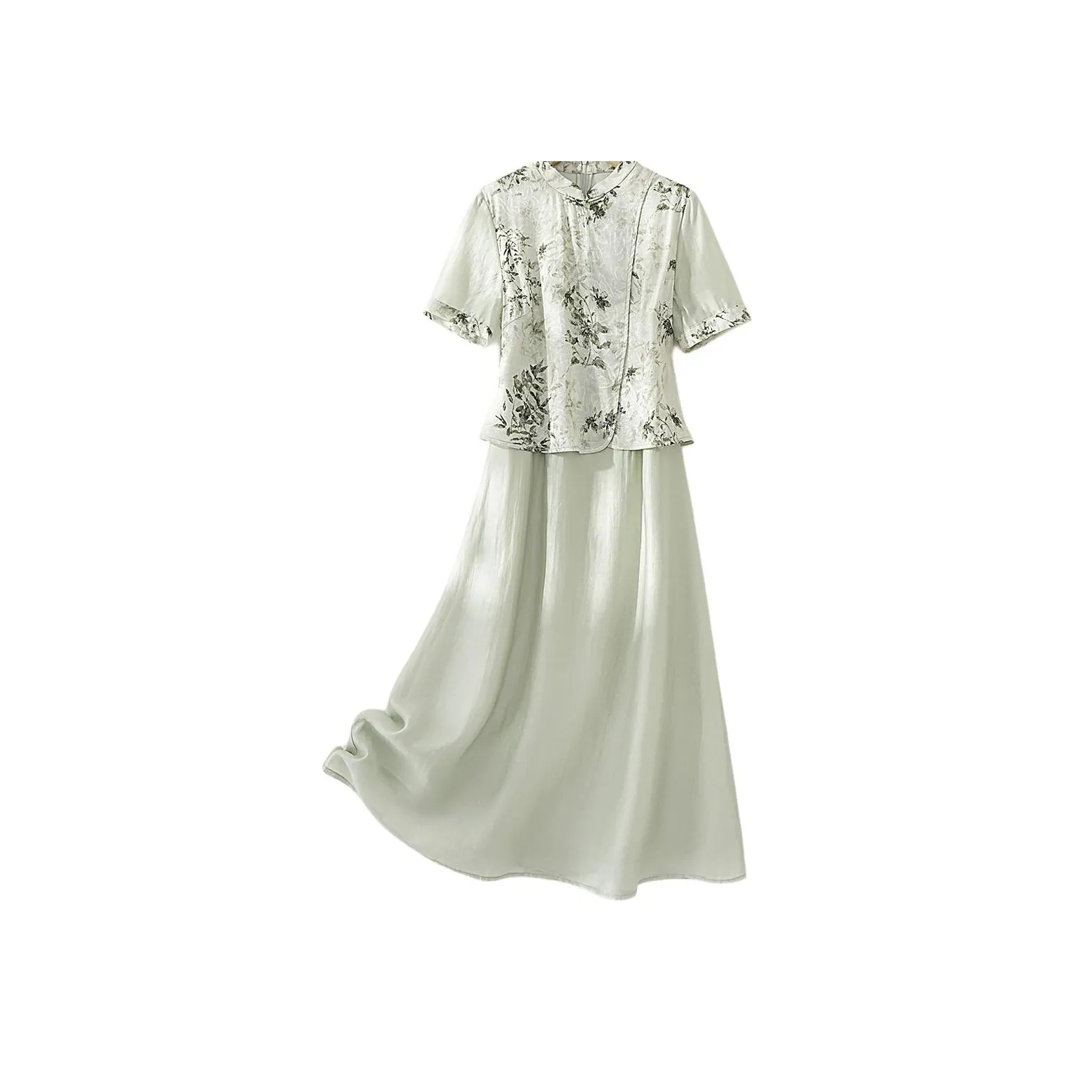 IHIMI Short Sleeved Dress Women's Elegant Aqua Green