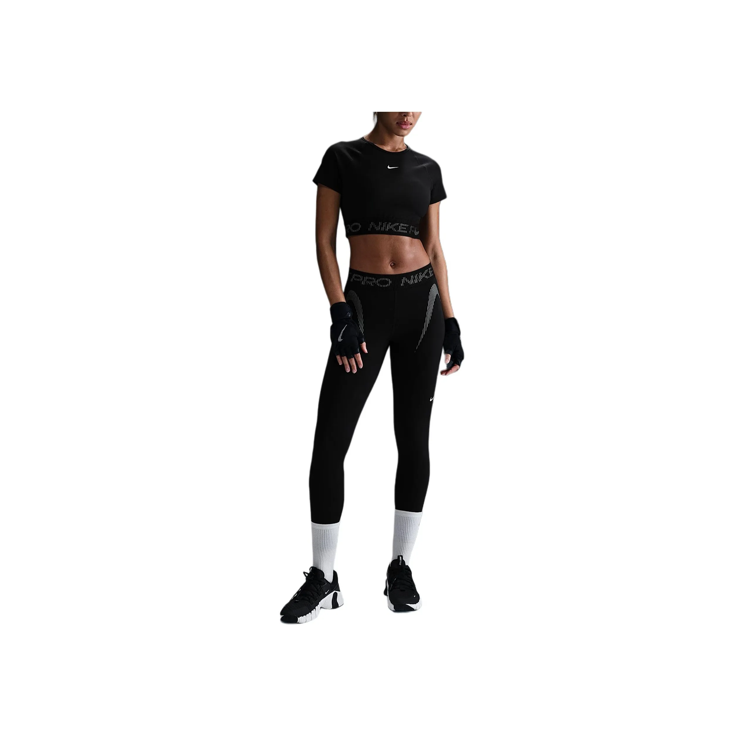 Nike Pro Women's Dri FIT Short Sleeve Cropped Graphic Top
