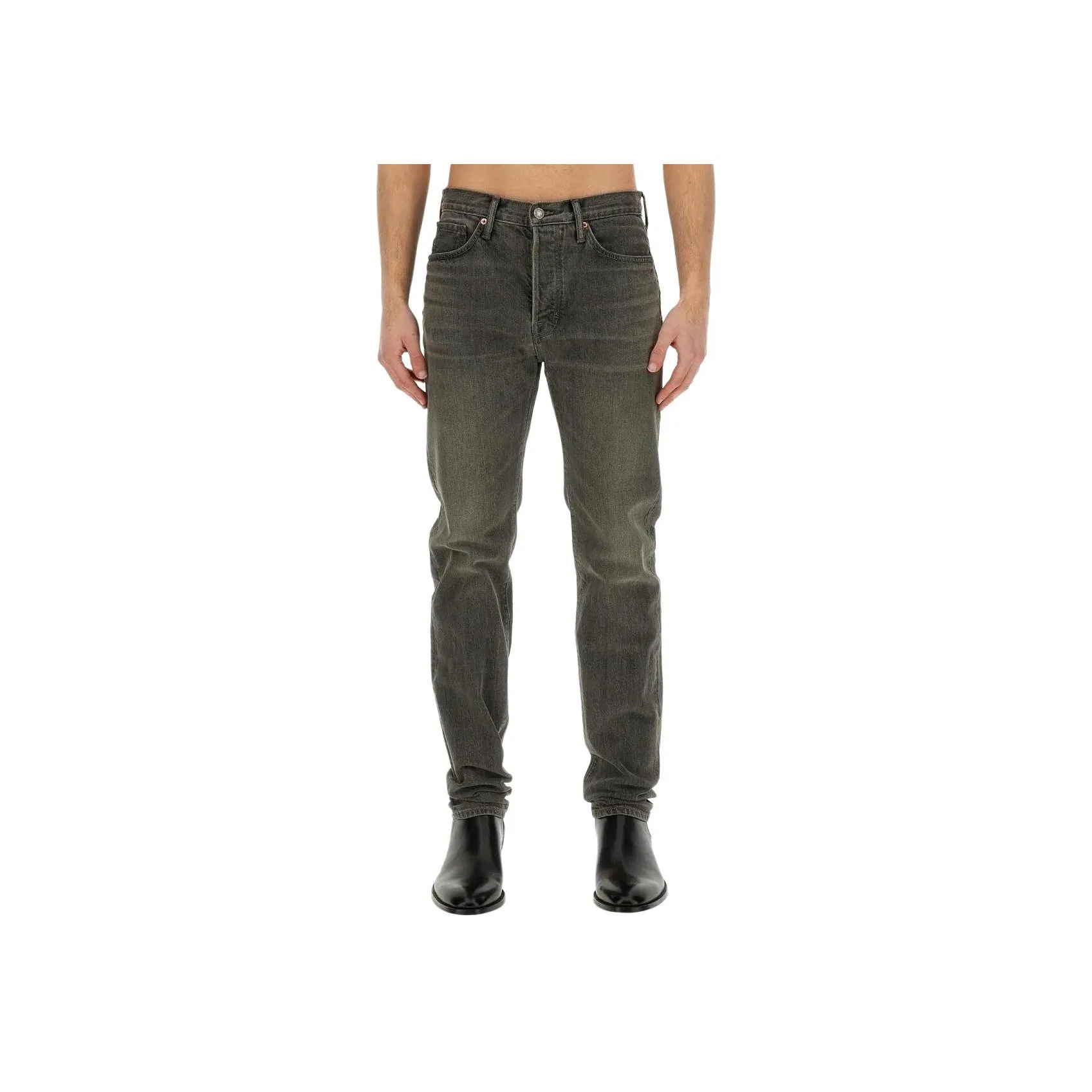 TOM FORD Logo Patch Straight Leg Jeans