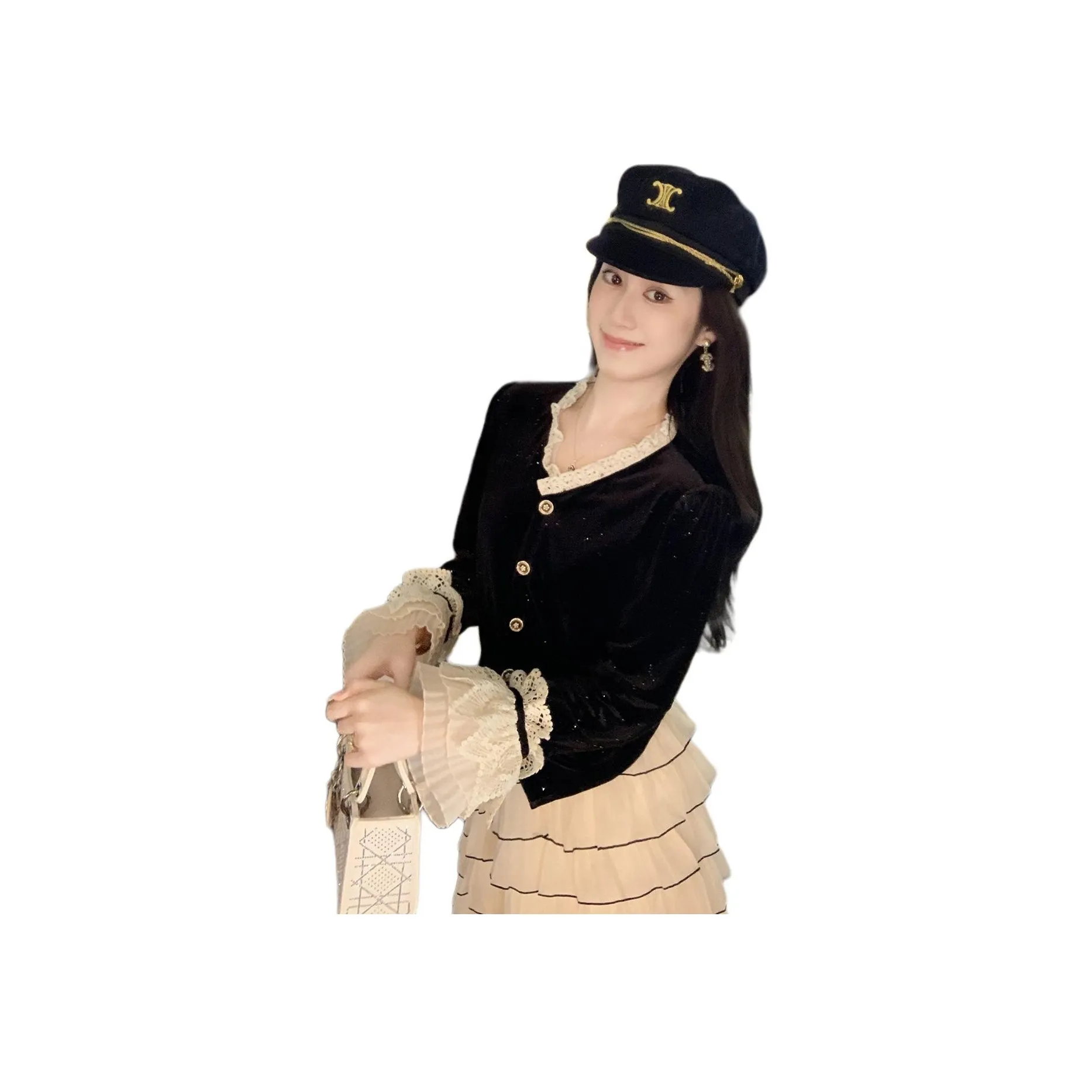 Fish rabbits Блестки Черный Женские Рубашки