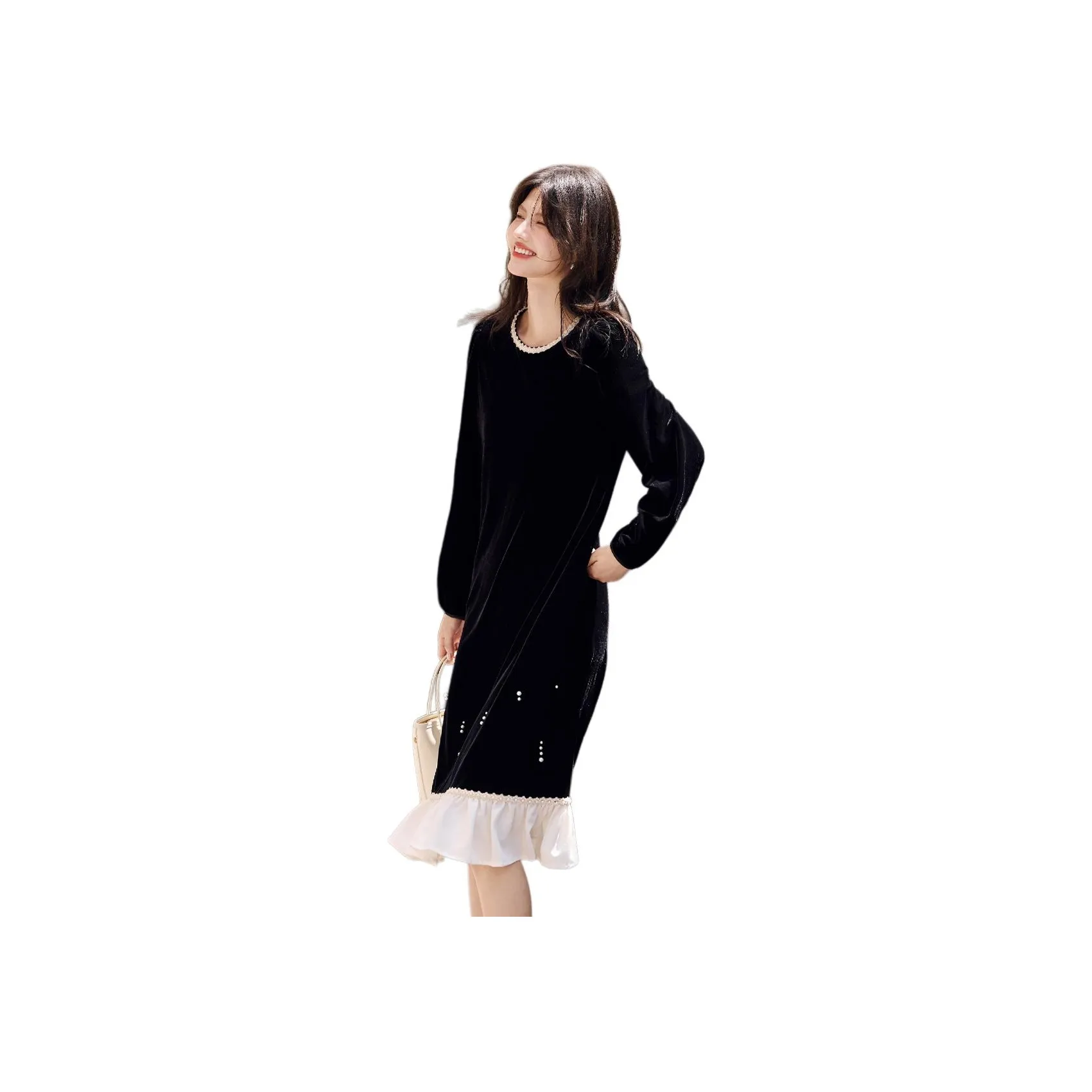 Still Quiet Модное Похудение Длинное Платье с Длинными Рукавами Женское