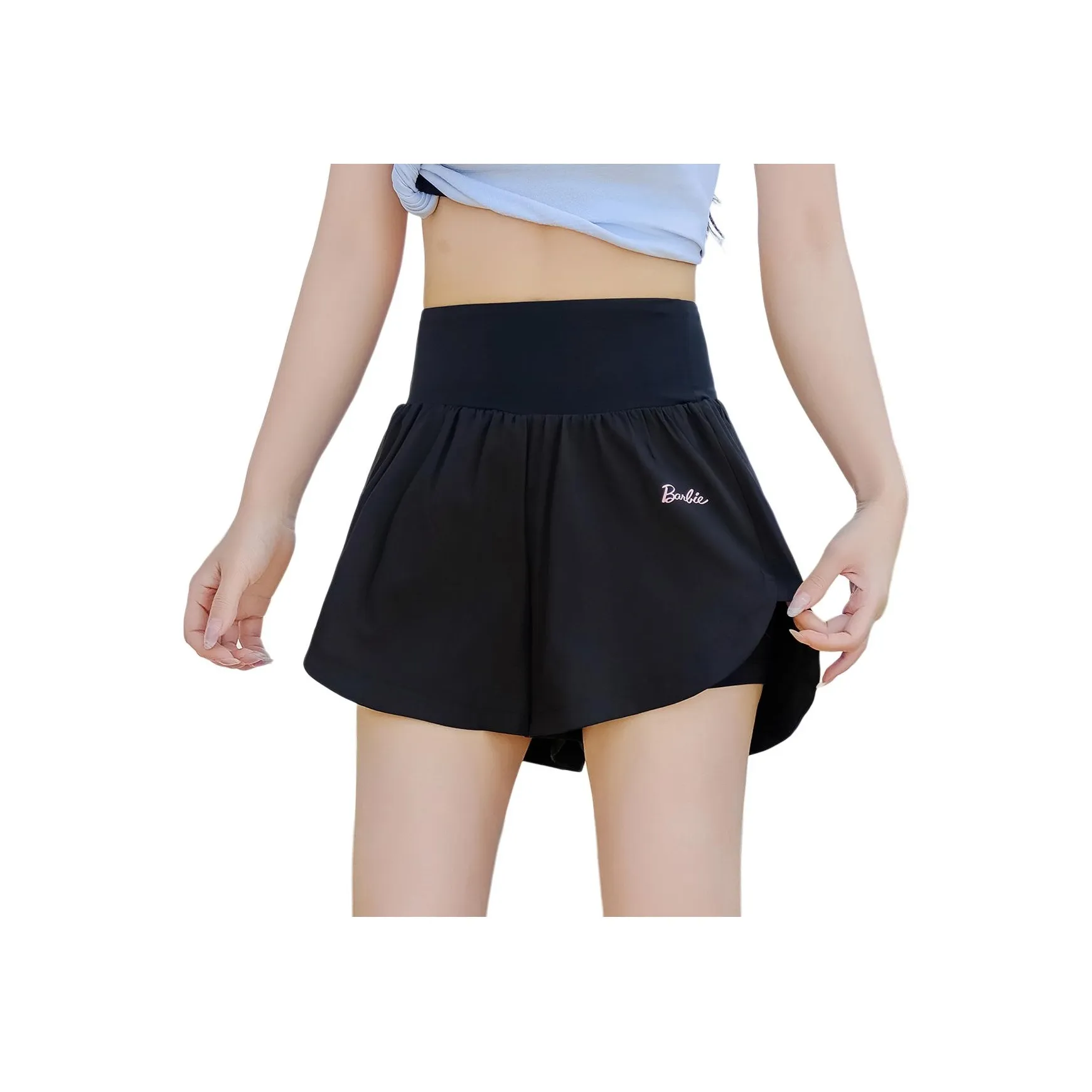 Барби Черный [Задний карман, Ultra Secure] Женские спортивные шорты