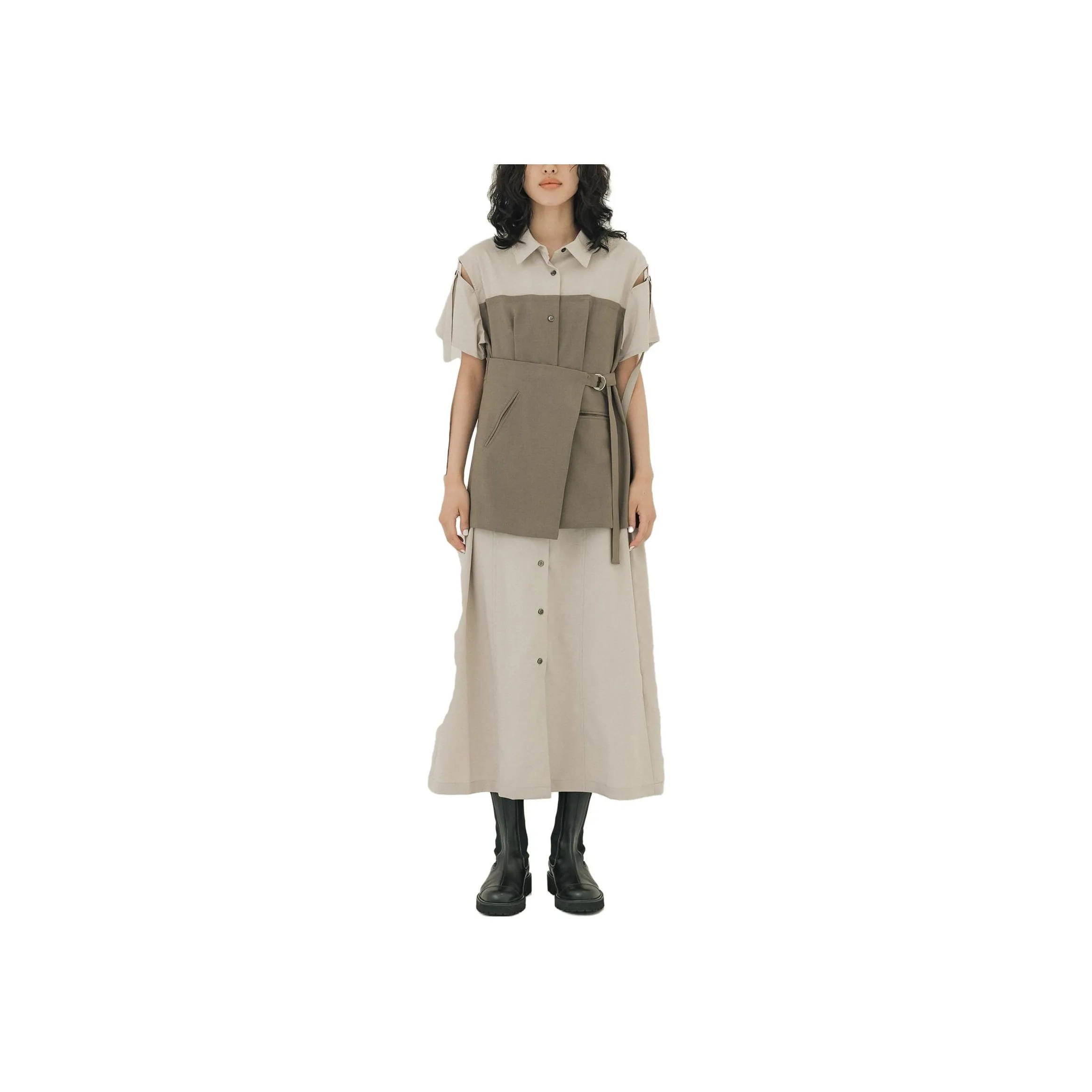 PUBLIC TOKYO Short-Sleeved Dresses Women's Light Brown