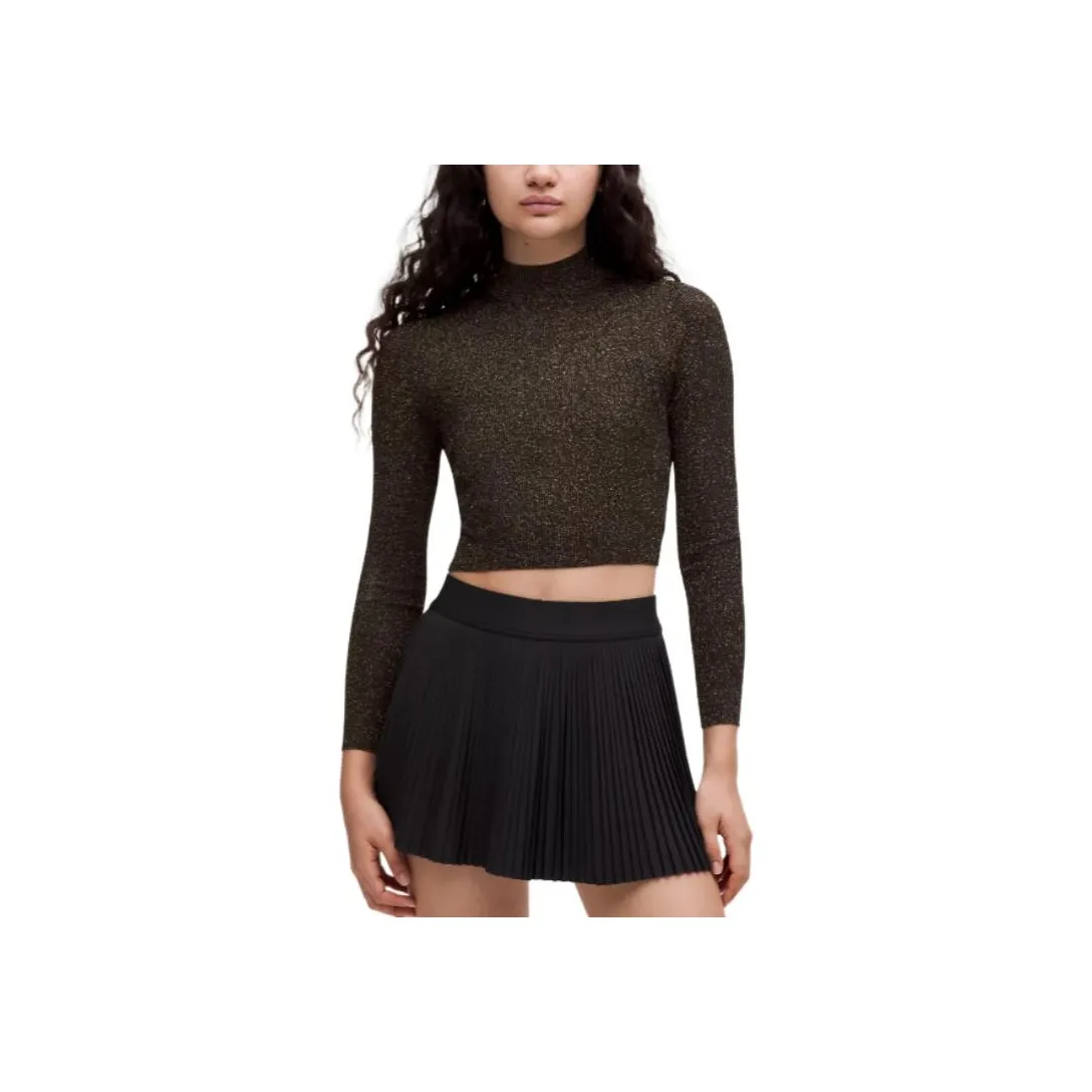 lululemon Twist BackLong рукав блестящий розовый трикотаж женский