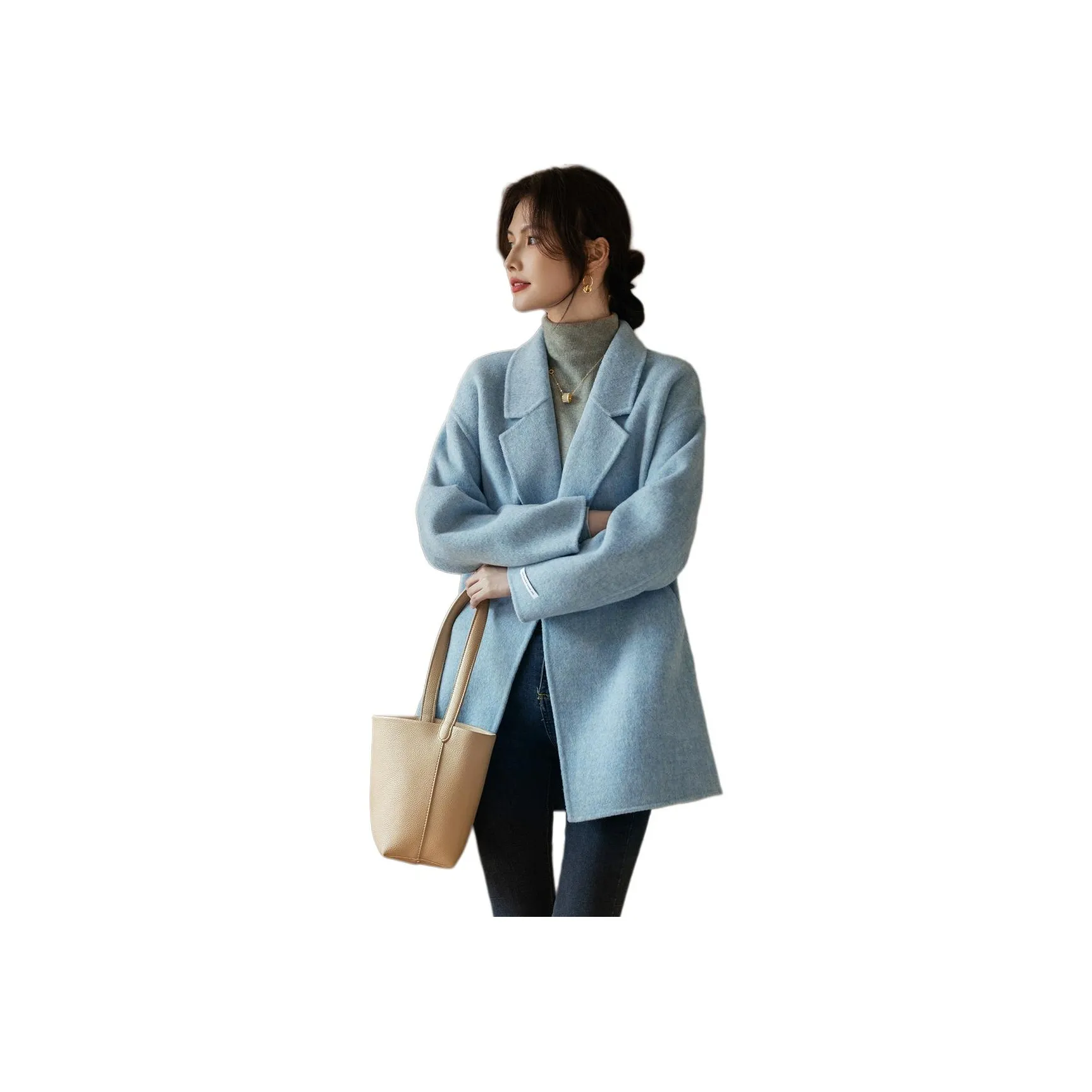 Still quiet Синий цвет морской соли Женское пальто