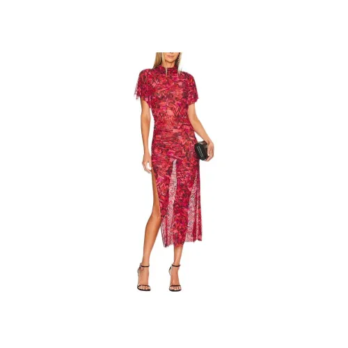 MISAKI Red Женские Короткие Платья с Рукавами