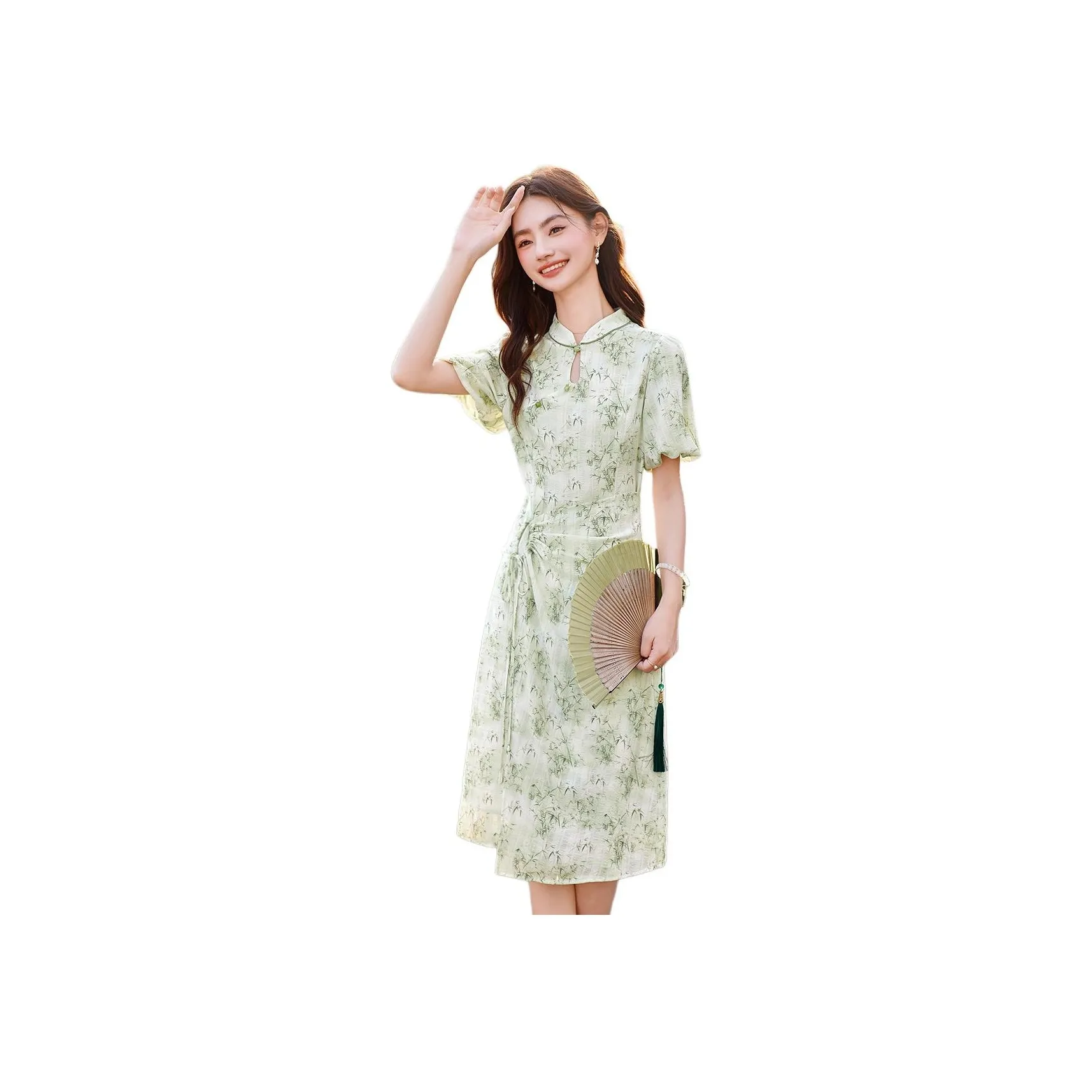 Like The Age Of Water Summer Short Sleeved Dress Women's Green