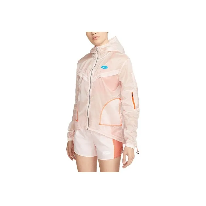 Nike Women's Woven Running Training Hooded Jacket Pink