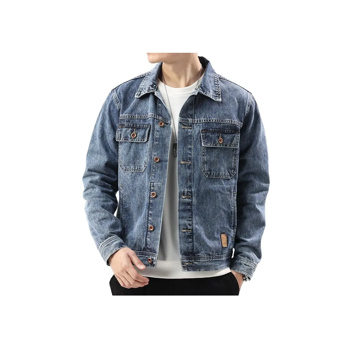 ZENGZHI Denim Jacket Straight Fit Unisex ZENGZHI Деним Куртка Прямой крой Унисекс
