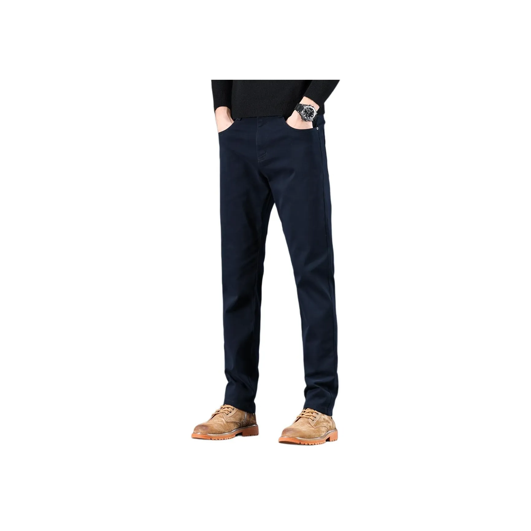 JEEP Прямой крой Свободный крой Легкий Бизнес Однотонный Универсальный Брюки Мужские