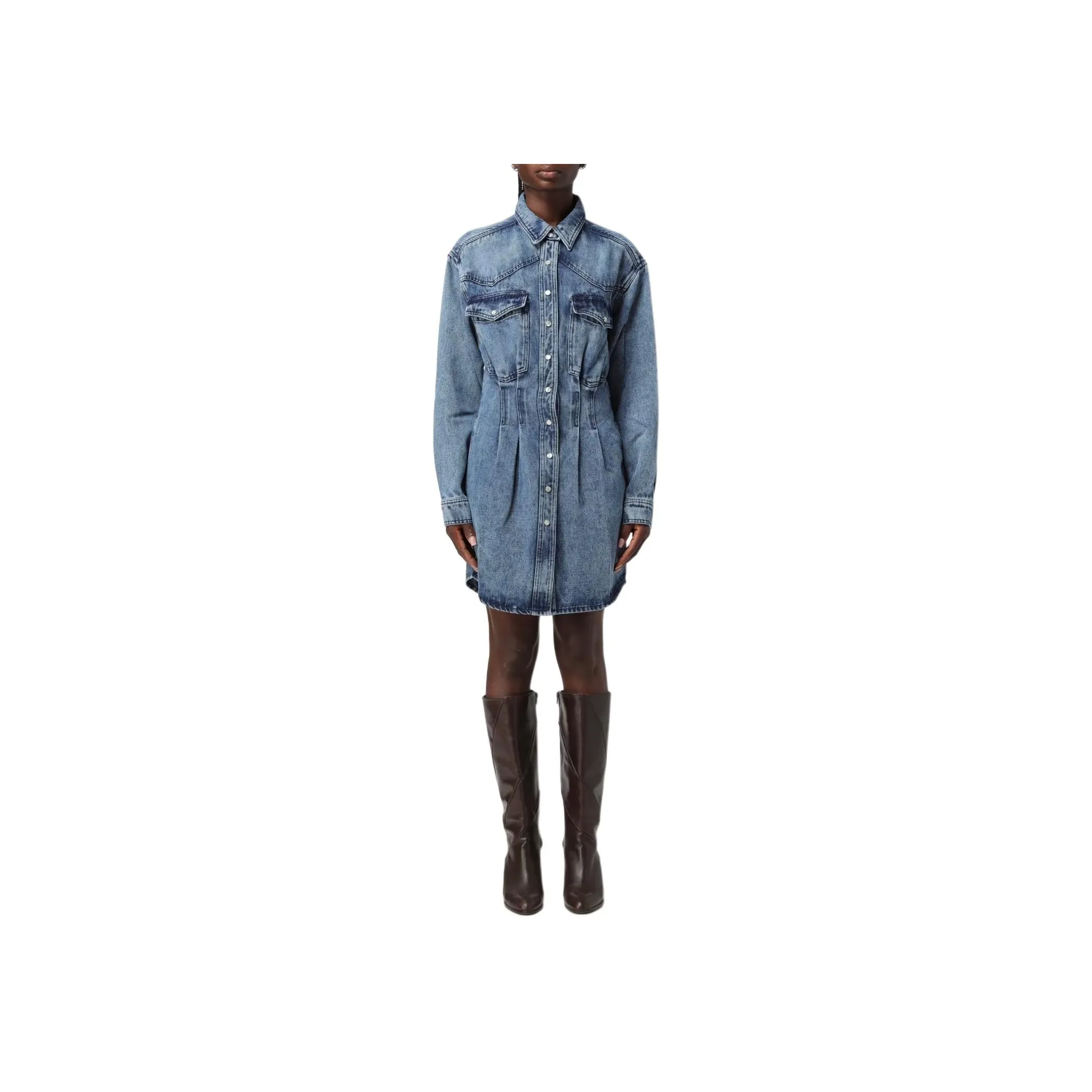 ISABEL MARANT Liliko Pleat Detailed Mini Shirt Dress