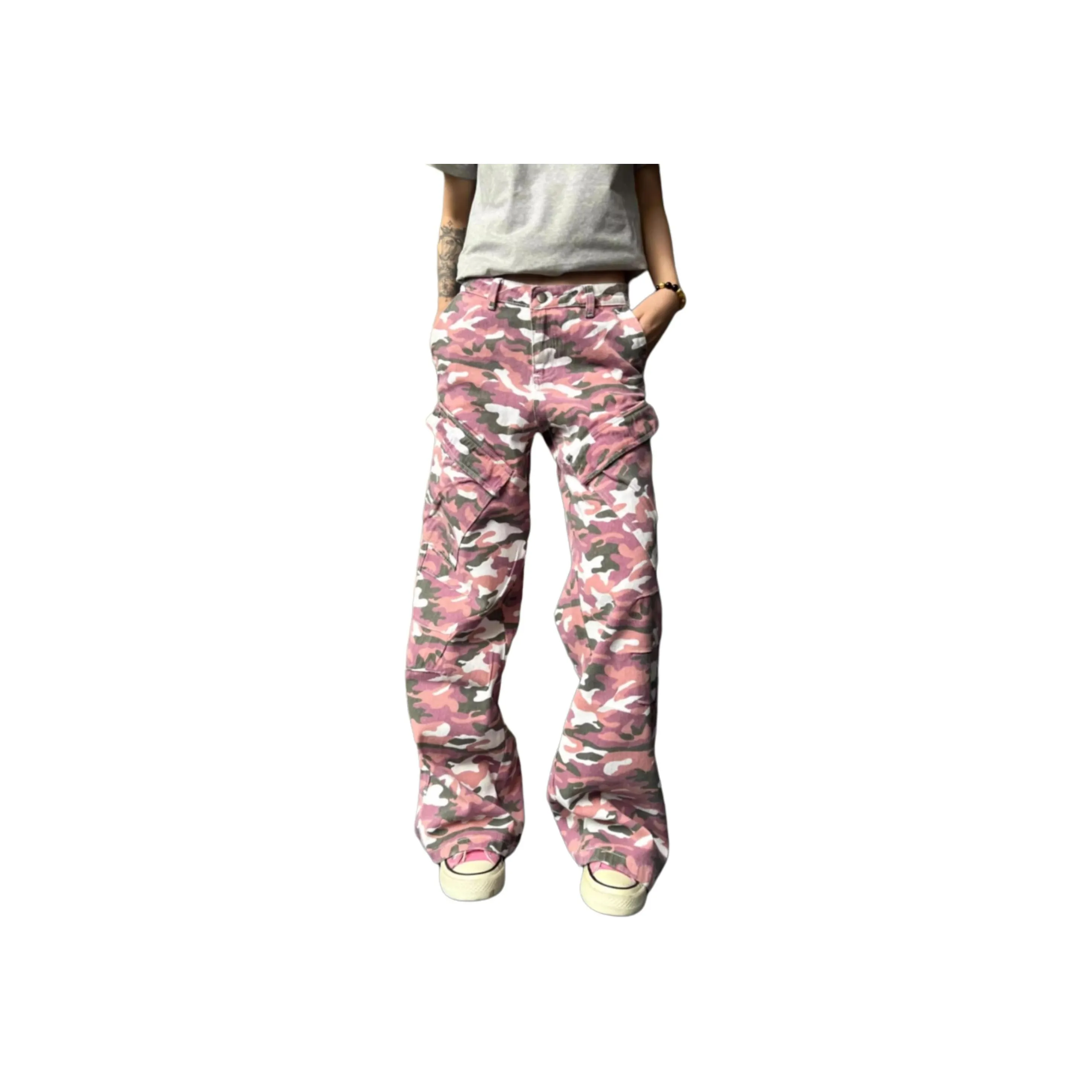 CORNILOT Розовый Камуфляж Унисекс Брюки с карманами