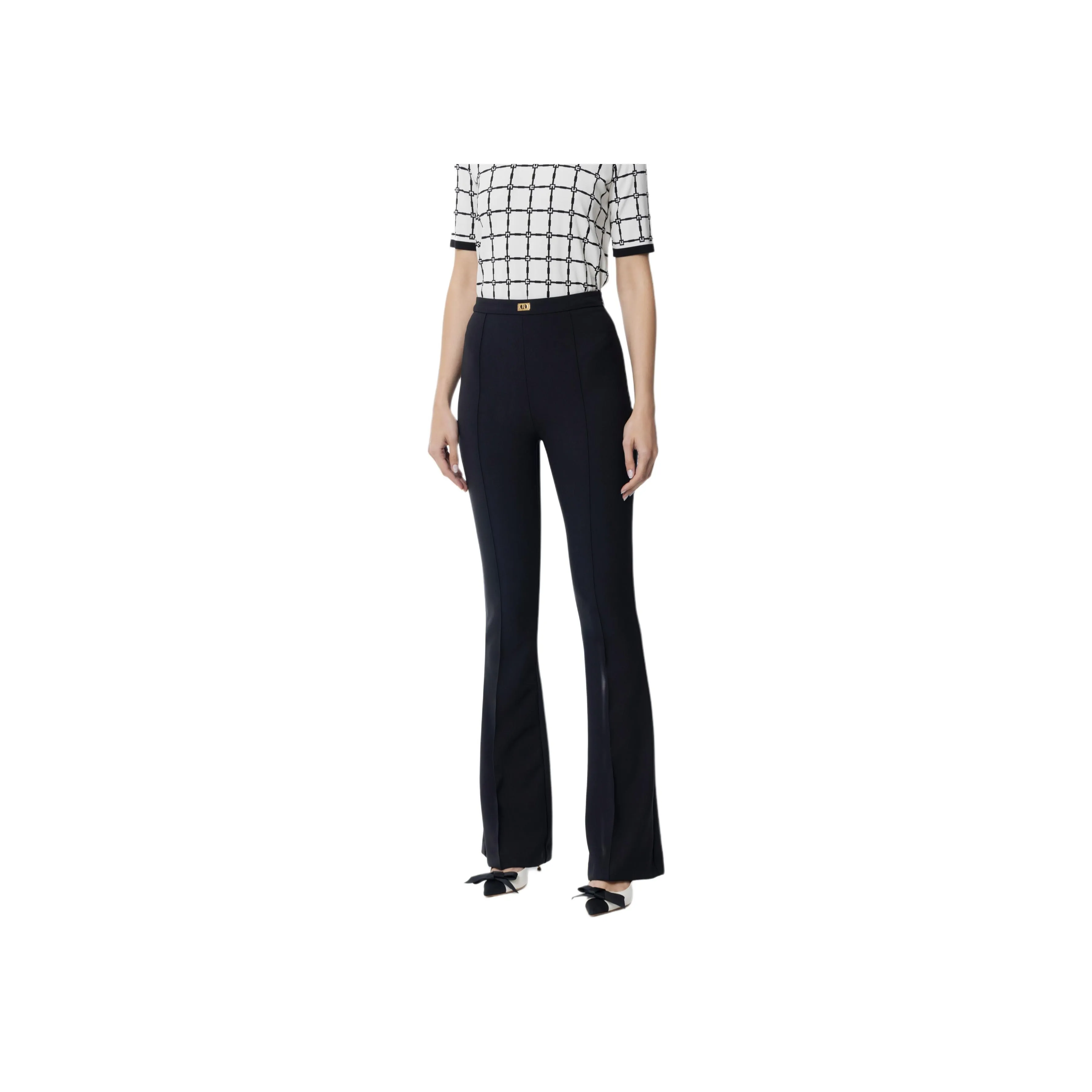 Elisabetta Franchi Crêpe Bell Bottom Trousers