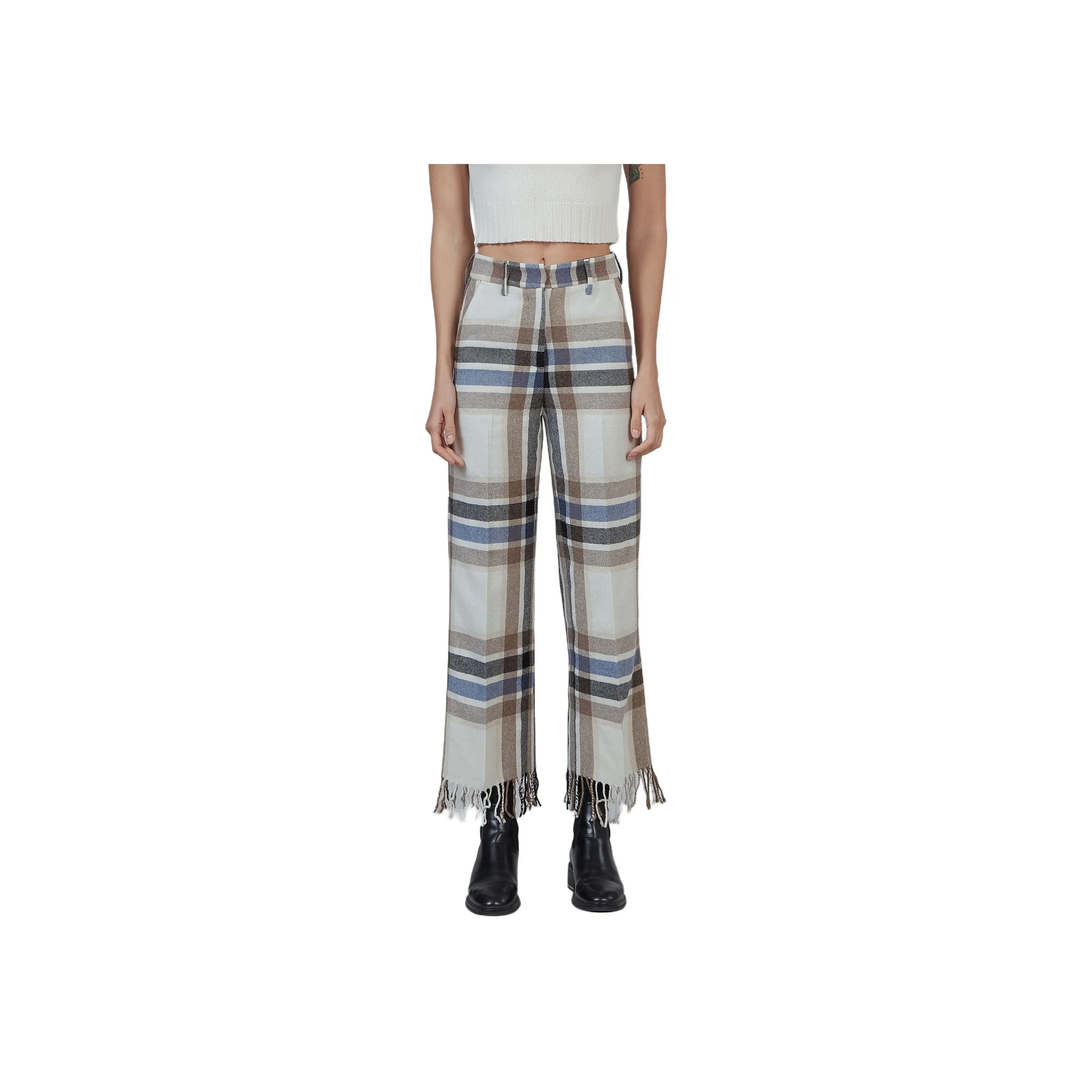 Andrè Maurice Повседневные брюки Женские Сине-белая клетка