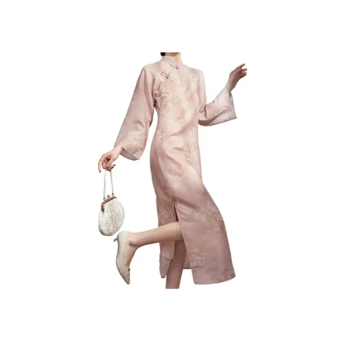 DESIGNER UNCLE Розовый Женские Длинные Платья с Рукавами