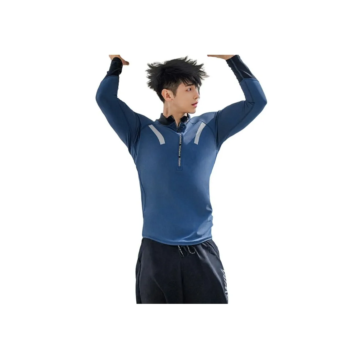 TOSWIM Men's Swimwear Men [Silver Navy Blue]Top+Swimming Shorts