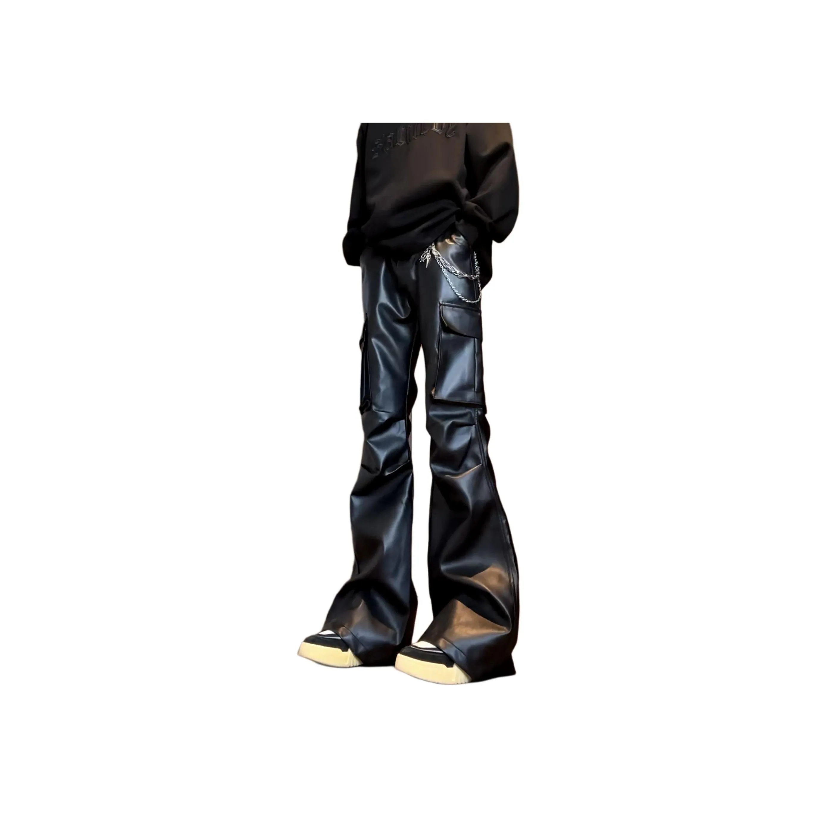 UPXIW Leather Pants Unisex Black