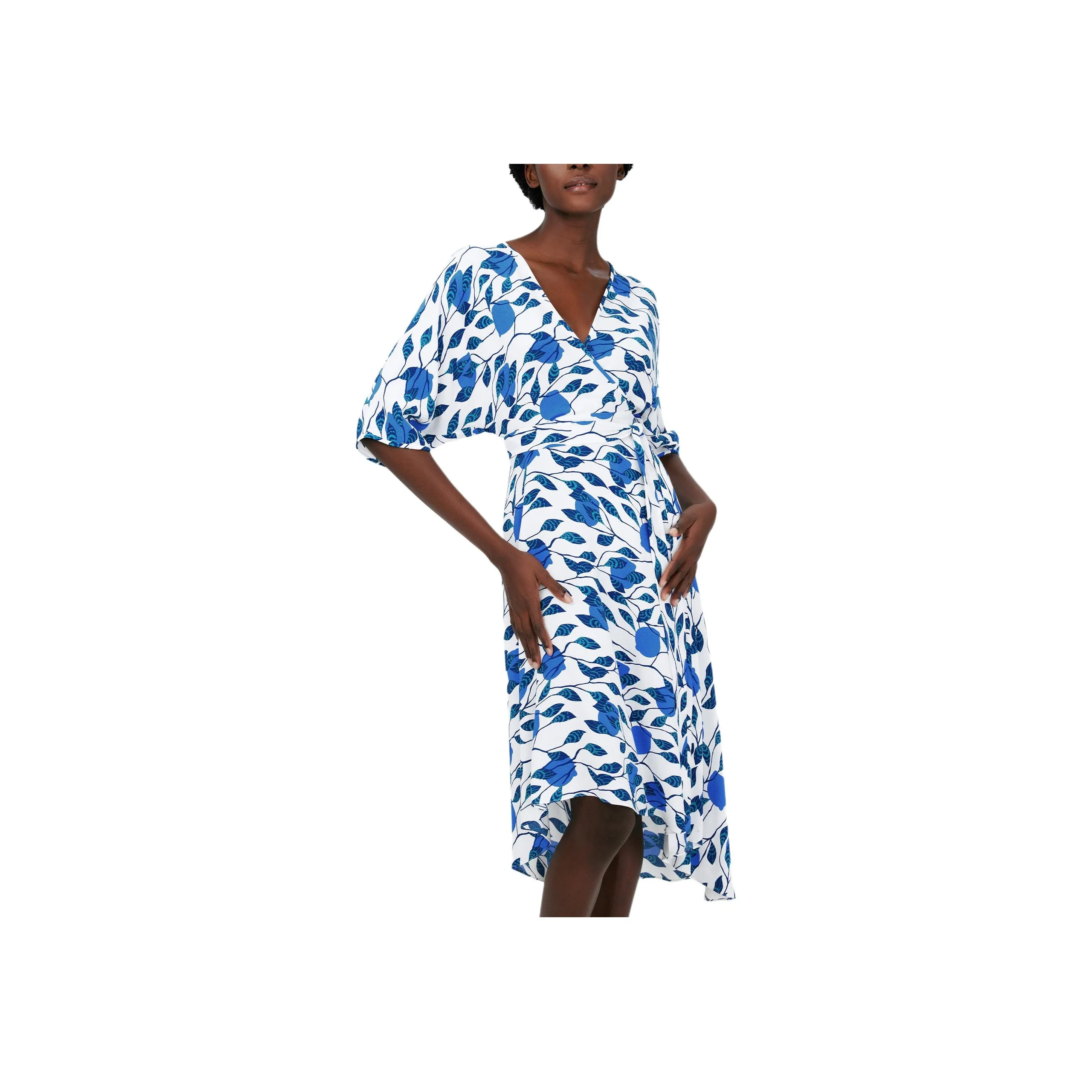 Diane von Furstenberg Короткое платье с короткими рукавами женское синий и белый