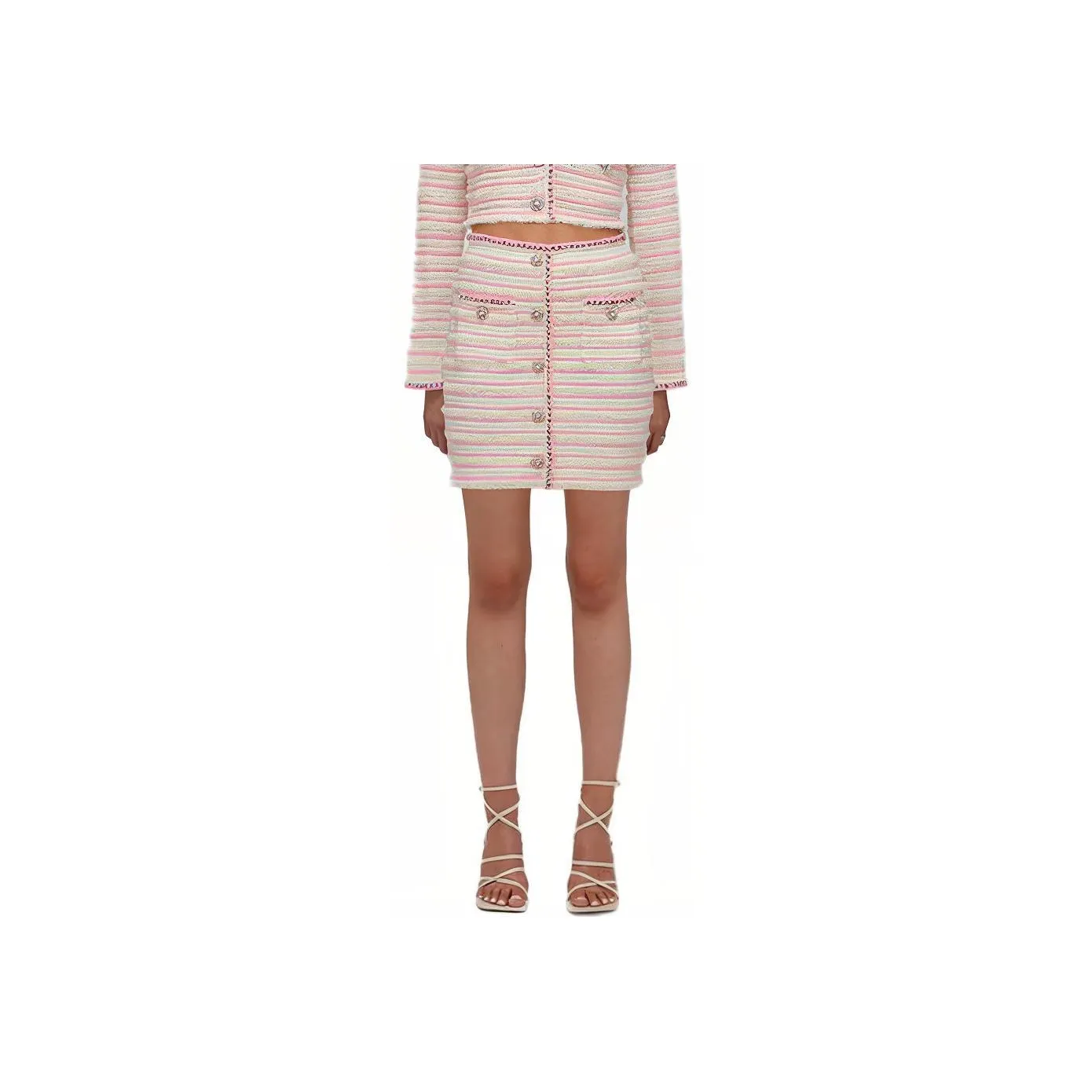 Self portrait SS22 Casual Short Skirts Women's Pink White