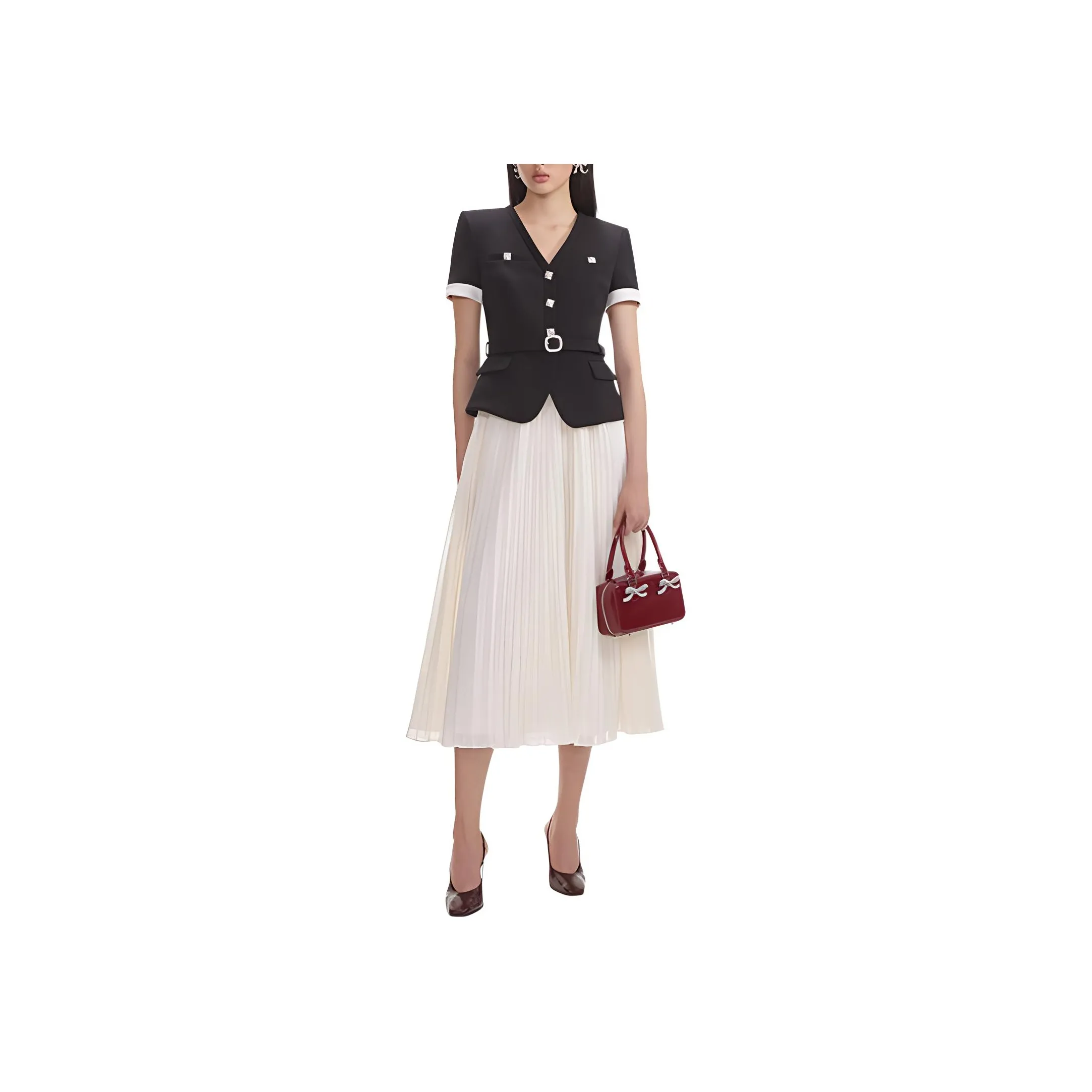 Self portrait Short Sleeved Dress Women's Black & White