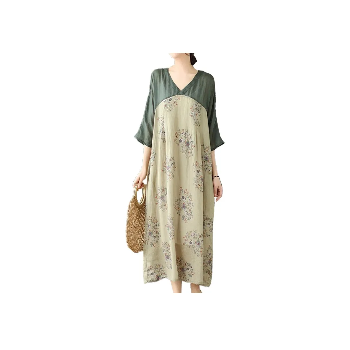 Mapping Long Sleeved Dresses Women's Apricot