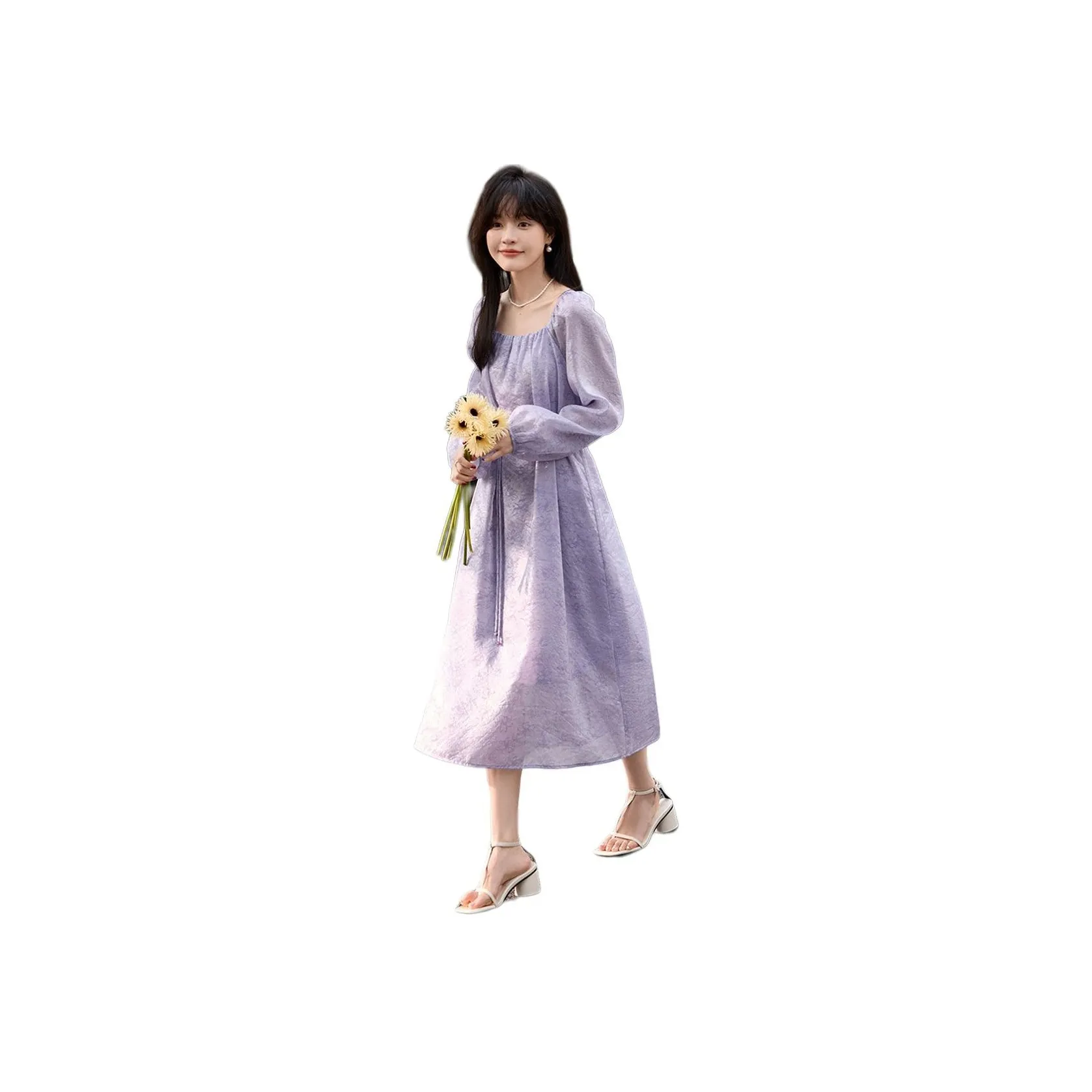 Mo Han Yi Mei Long Sleeved Dresses Women's Lilac