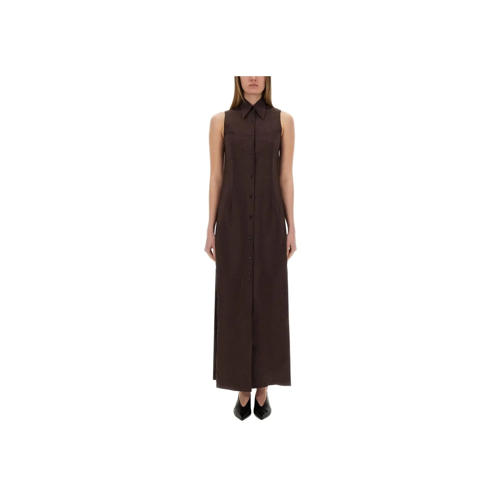 Alysi Sleeveless Button fastening Maxi Dress