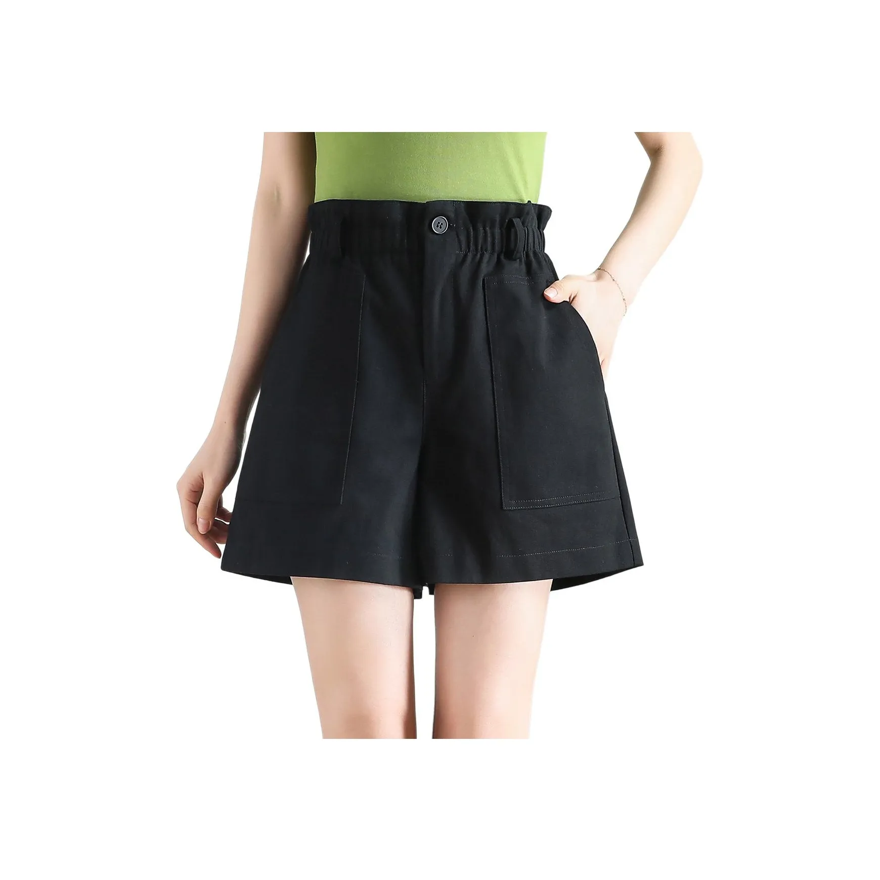 JEANSWEST High Rise Wide Leg Pants Thin Comfortable Petite Solid Color Outerwear Flower Bud Summer Women's